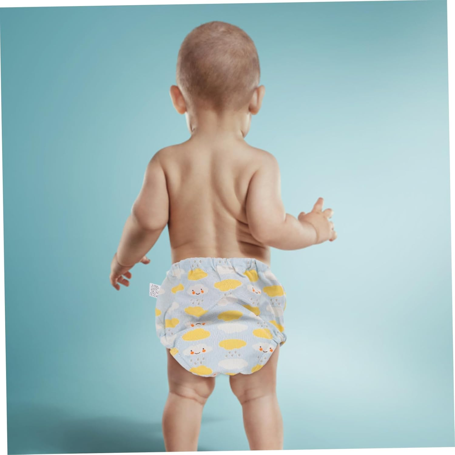 2Pcs Infant Training Pants Reusable Potty Training Pants Breathable 6-Layer Gauze Cotton Baby Diapers Blue Pineapple Cloud Patterns L Size Suitable for 7-11Kg Babies image number 1