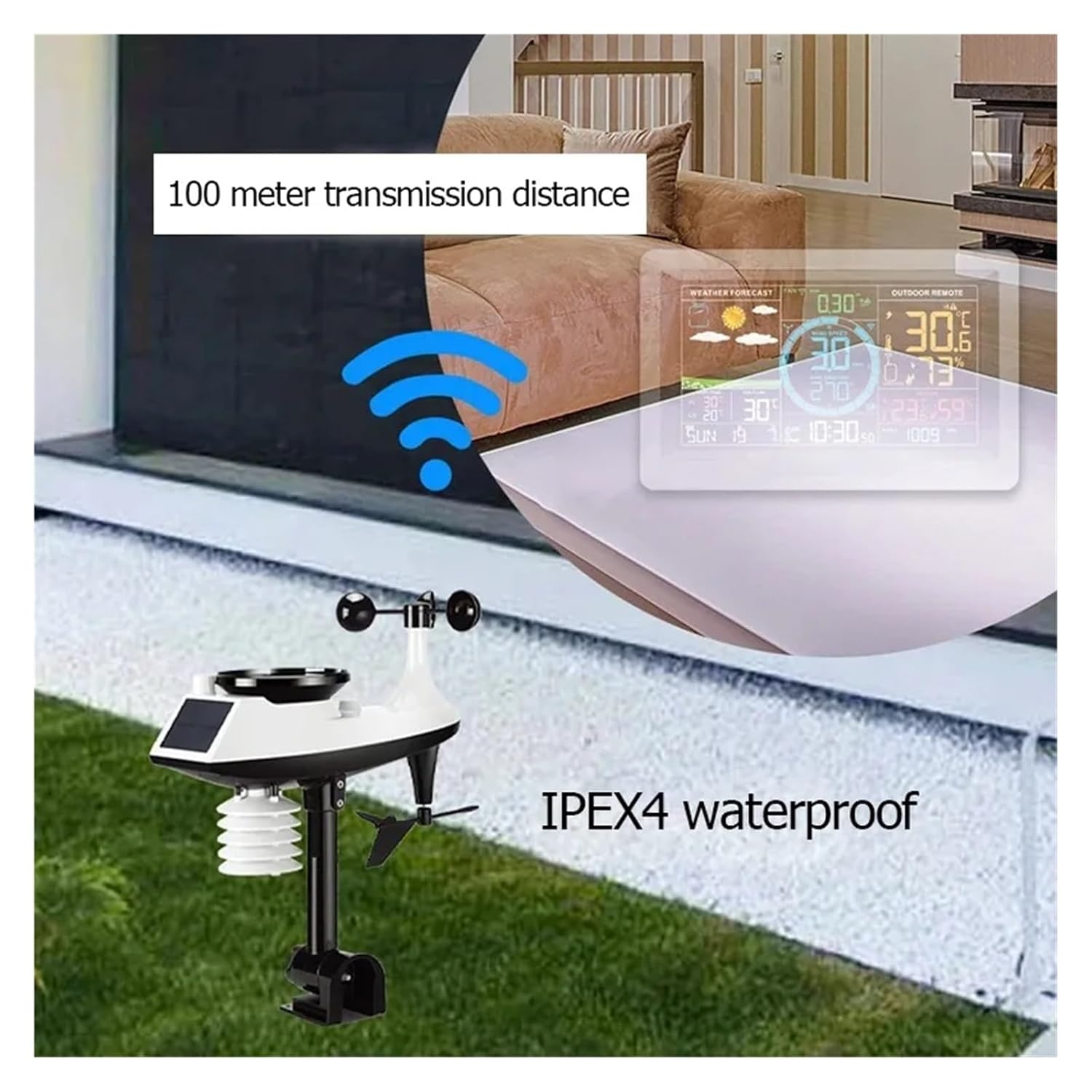 FJ3390A Multifunction Professional Digital Weather Station Wireless Forecast Clock Temperature Wind Speed Rain Detection image number 2