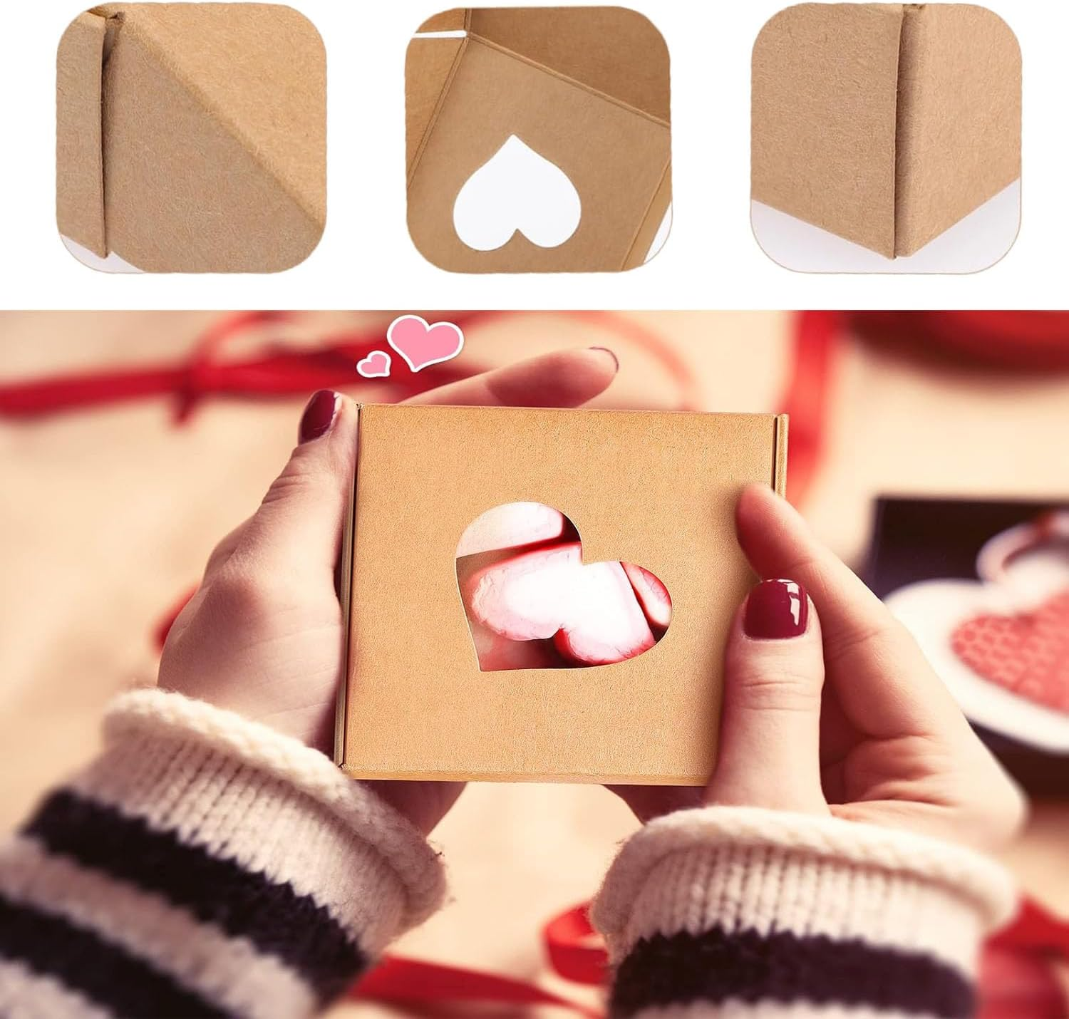 40-Pack Handmade Soap Boxes, Homemade Soap Packaging, Vintage, Kraft Paper，With Lids Boxes image number 5