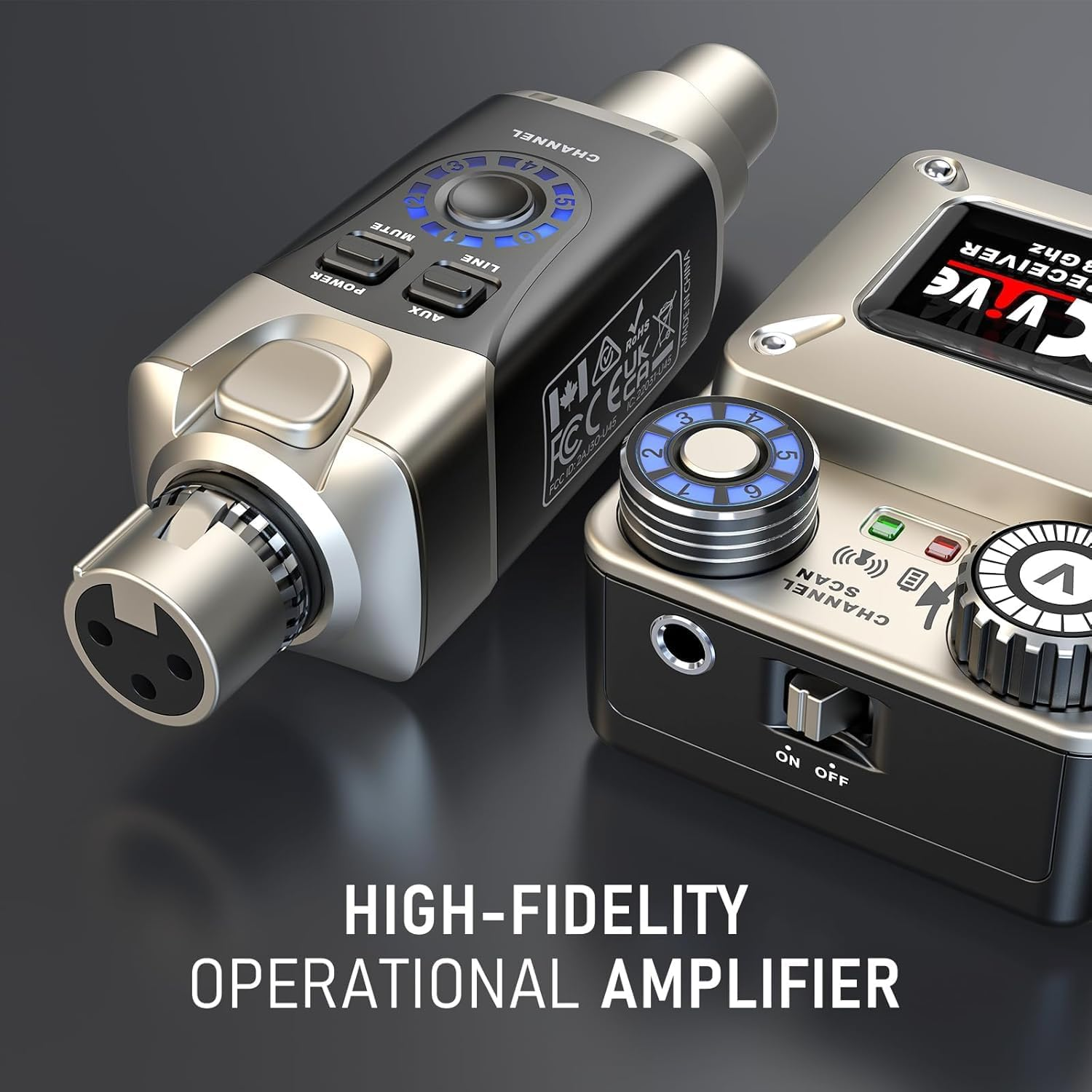 Xvive U45R4 Wireless in Ear Monitor System 5.8Ghz IEM System 1 Transmitter and 4 Bodypack Receiver for Studio, Band Rehearsal, Live Performance, Channel Scan Mode image number 1