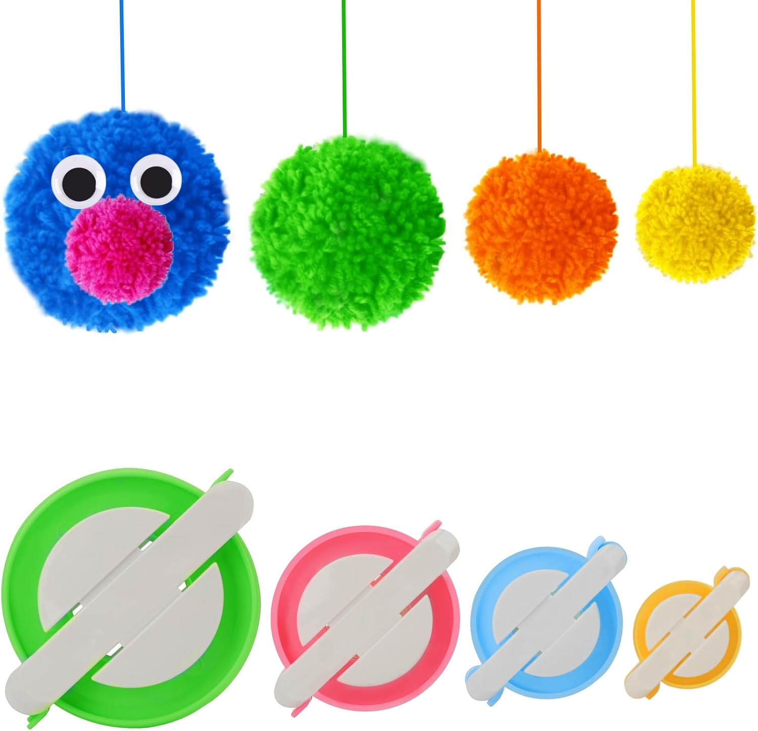 Pom Pom Maker 4 Sizes Pom-Pom Maker Fluff Ball Weaver Needle Craft DIY Wool Knitting Craft Tool Set for Kids and Adult (4)