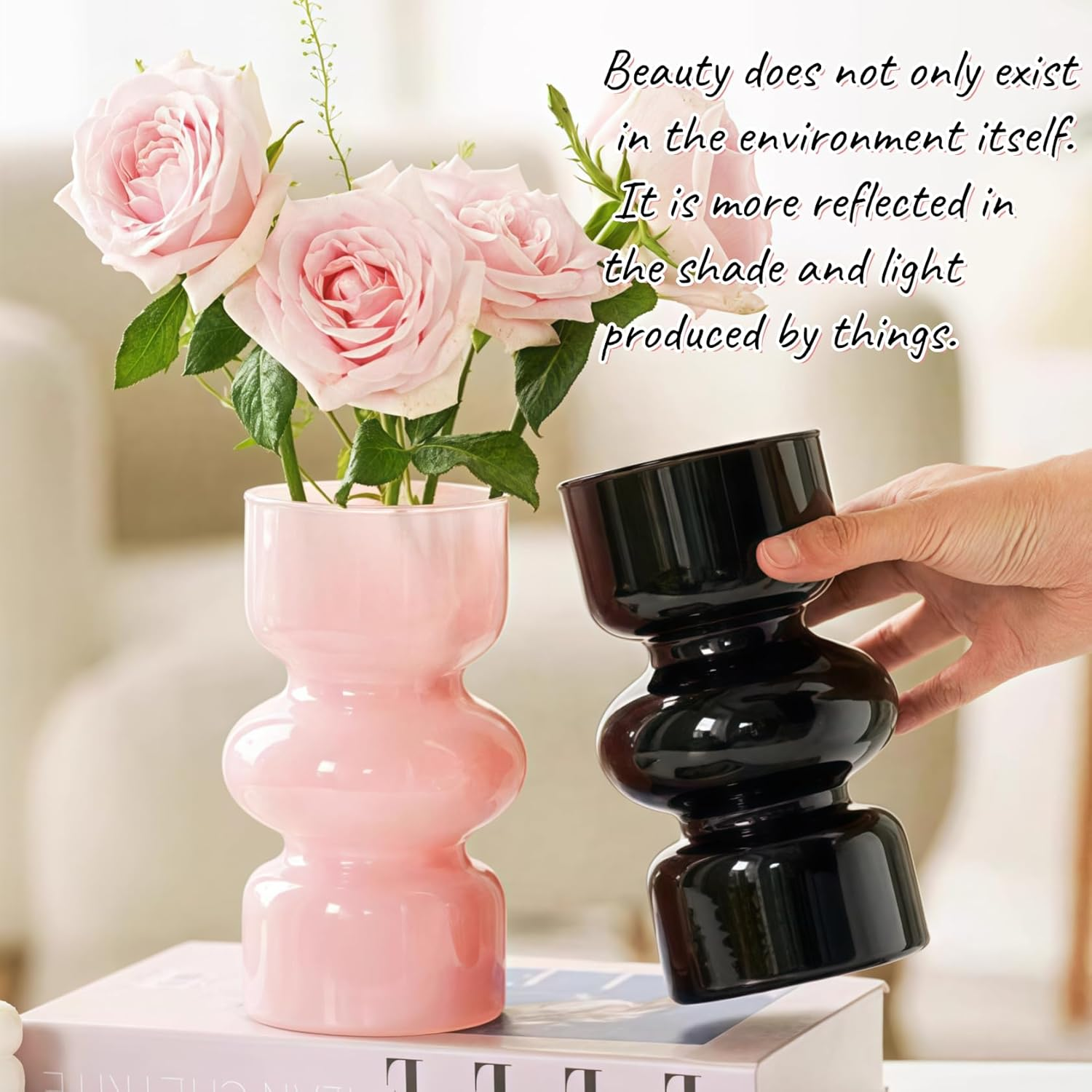 Stained Glass Bud Vase Set of 4, Glass Vases, Vase Decoration，Vintage Style 18Cm Tall Flower Vases for Wedding Tables & Home Decorations. image number 3