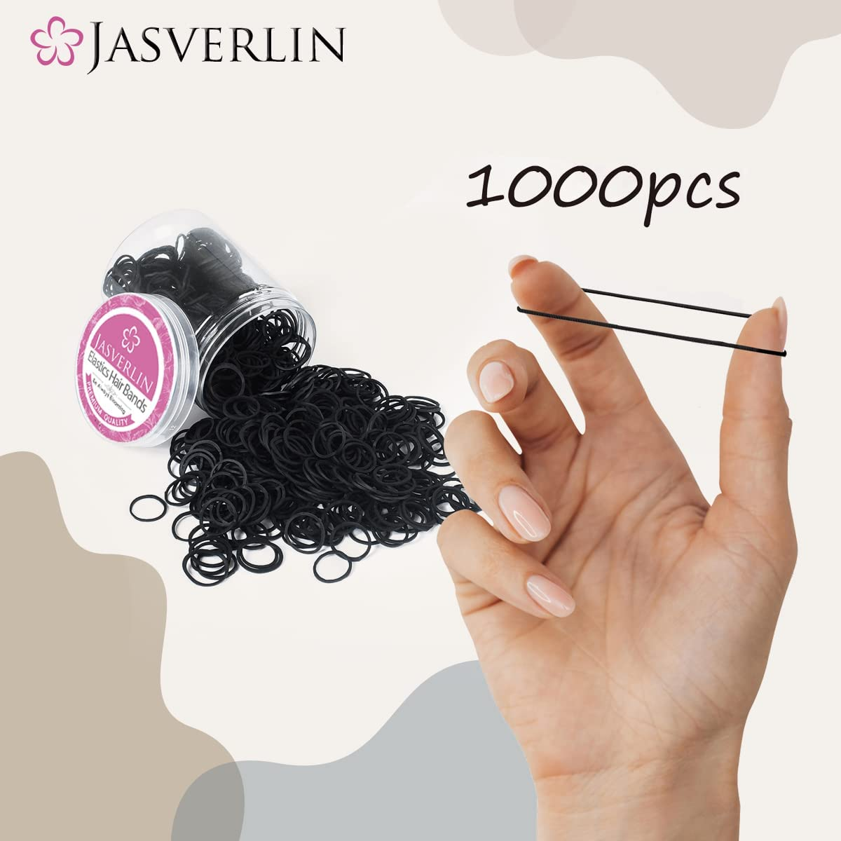 Black Rubber Bands 1000Pcs, Small Baby Hair Ties Ponytail Holder Tiny Hair Elastics Bands for Girls Women 1/2Inch image number 2