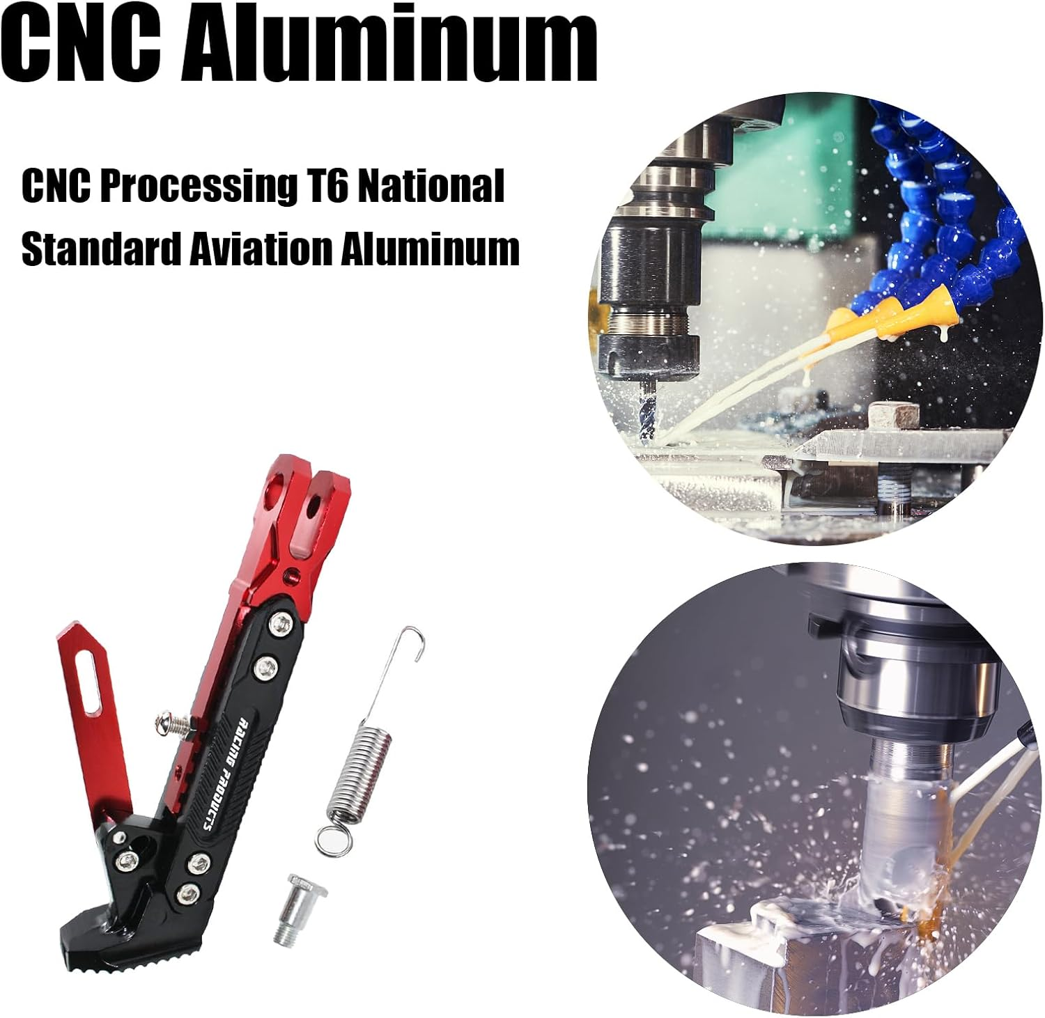 Motorcycle Universal Kickstand Adjustable Modified CNC Aluminum Alloy Adjustable Tripod Holder Kickstand Foot Side Support Stand Motor Scooter Motorbike Motocross Electric Dit Pit Bike （Red) (Red) image number 2