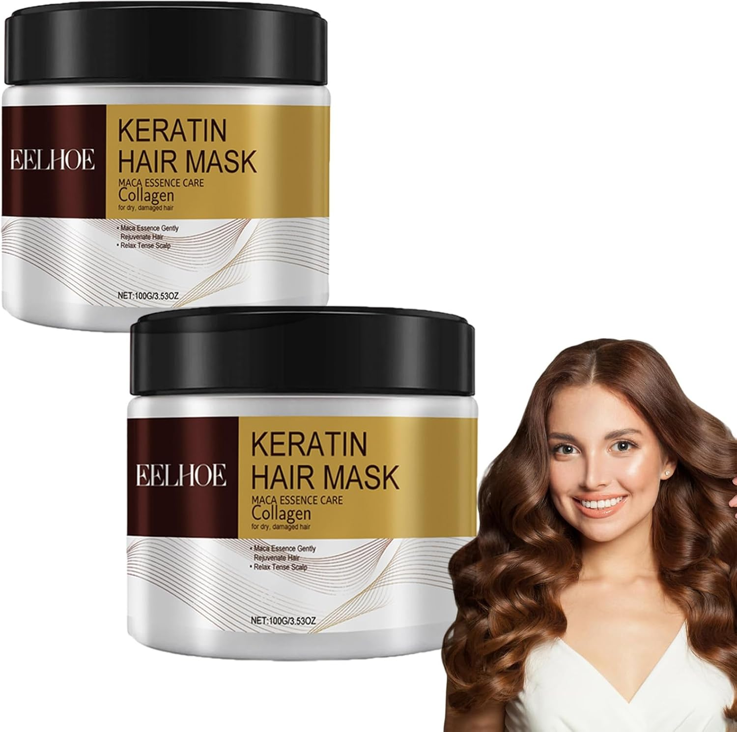 Deep Repair Conditioning Collagen Hair Mask, Prevents Dry, Split Ends and Tangled Hair, Suitable for Dry and Damaged Hair of All Hair Types (Size : 2Pcs) image number 2