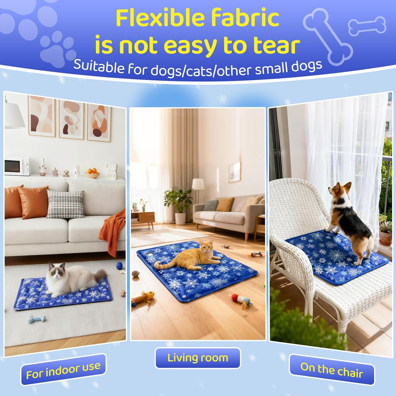 LOVELEDI Dog Cooling Mat - Pet Cooling Mats for Dogs and Cats, Durable 50X60Cm Cool Pad Pet Soft Pads, Waterproof, Endothermic & Easy Clean Self Cooling Puppy Kennel Bed for Home Indoor Outdoor image number 3