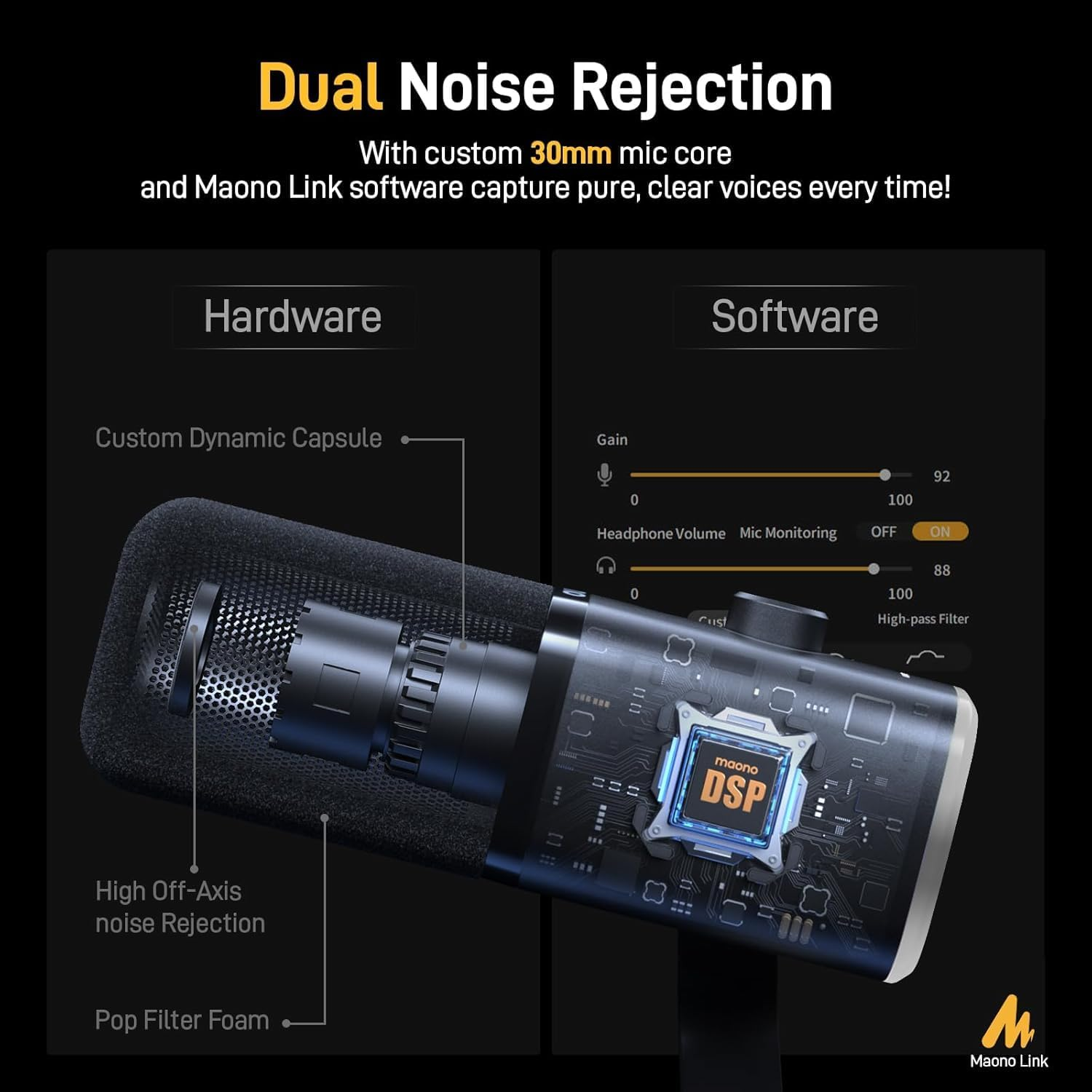 MAONO Dynamic Gaming Microphone with Software: USB XLR Podcast Computer Microphone with Boom Arm - RGB PC Mic for Gamer - Podcast Mic for Streaming Recording Studio Youtube Online Chat PD100XS image number 6