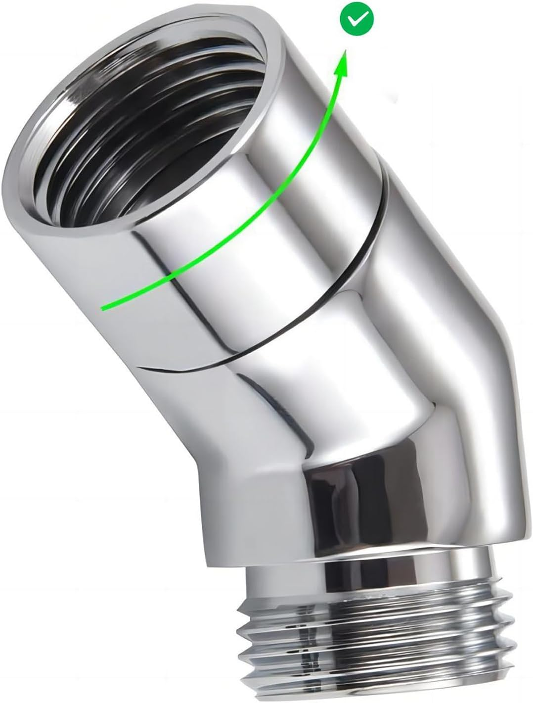 Shower Head Adapter,Solid Brass 135 Degree Shower Elbow Adapter,G1/2" Shower Head Extension Arm Connector (Chrome) (Spinable&90&deg;) image number 3