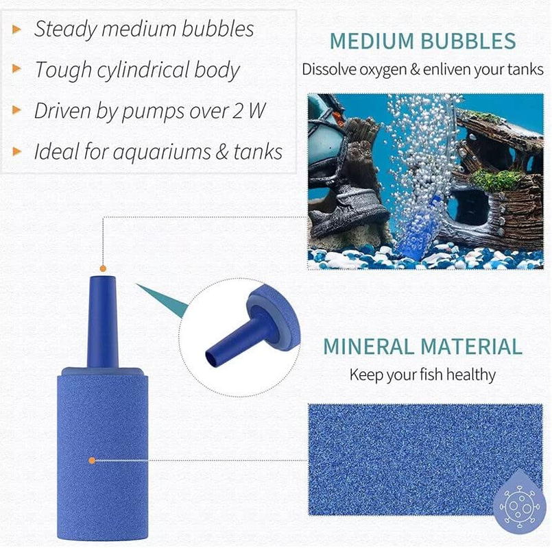 AIMALL 10PCS Aquarium Fish Tank Aerator Air Stone Diffuser Oxygen Bubbles Pump 2Colours, 0.16" Outer Dia, 0.098" Inner Dia - Enhances Water Filtration & Quality image number 6