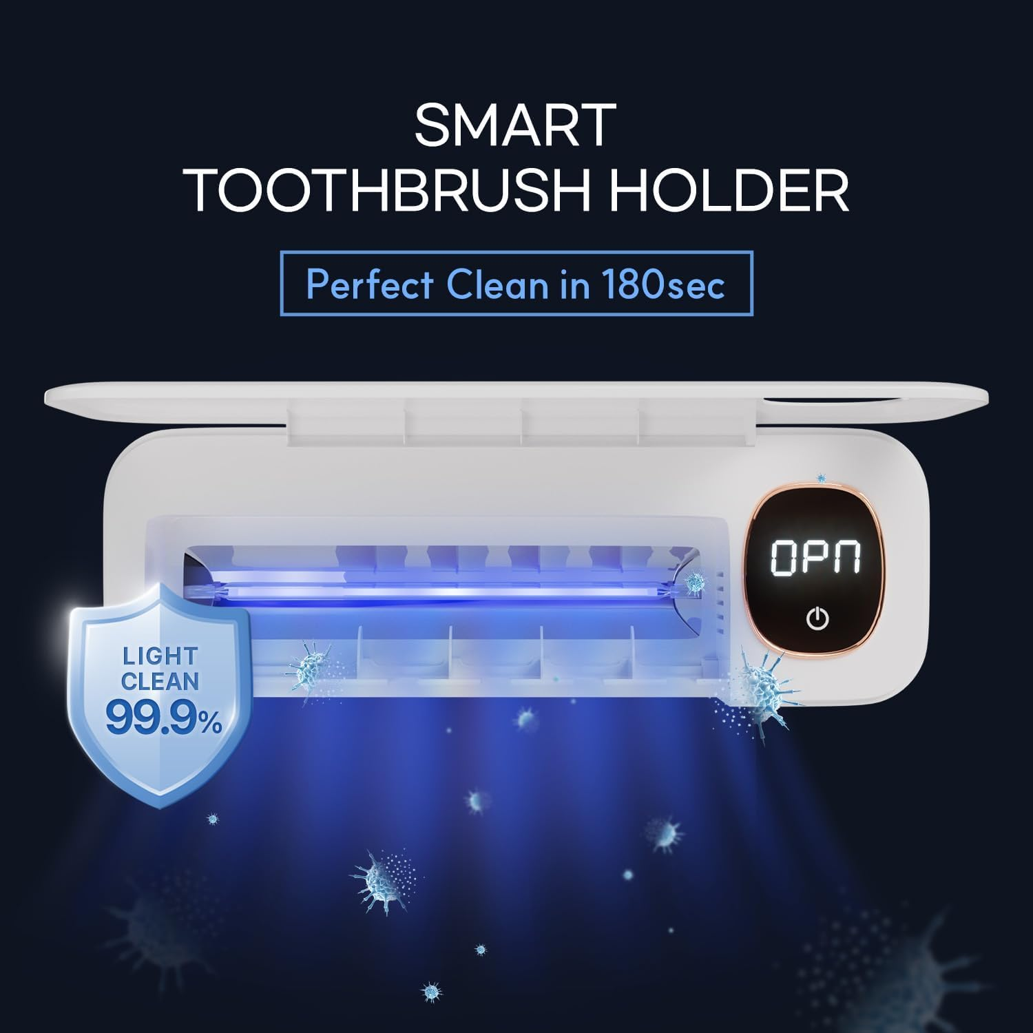 Wall-Mounted Toothbrush Holder with Sanitizer &ndash; 5-Slot Tooth Brush Holder & Toothbrush Cleaner for Bathroom, LED Touchscreen Sterilizer and Organiser for Manual & Electric Brushes image number 1