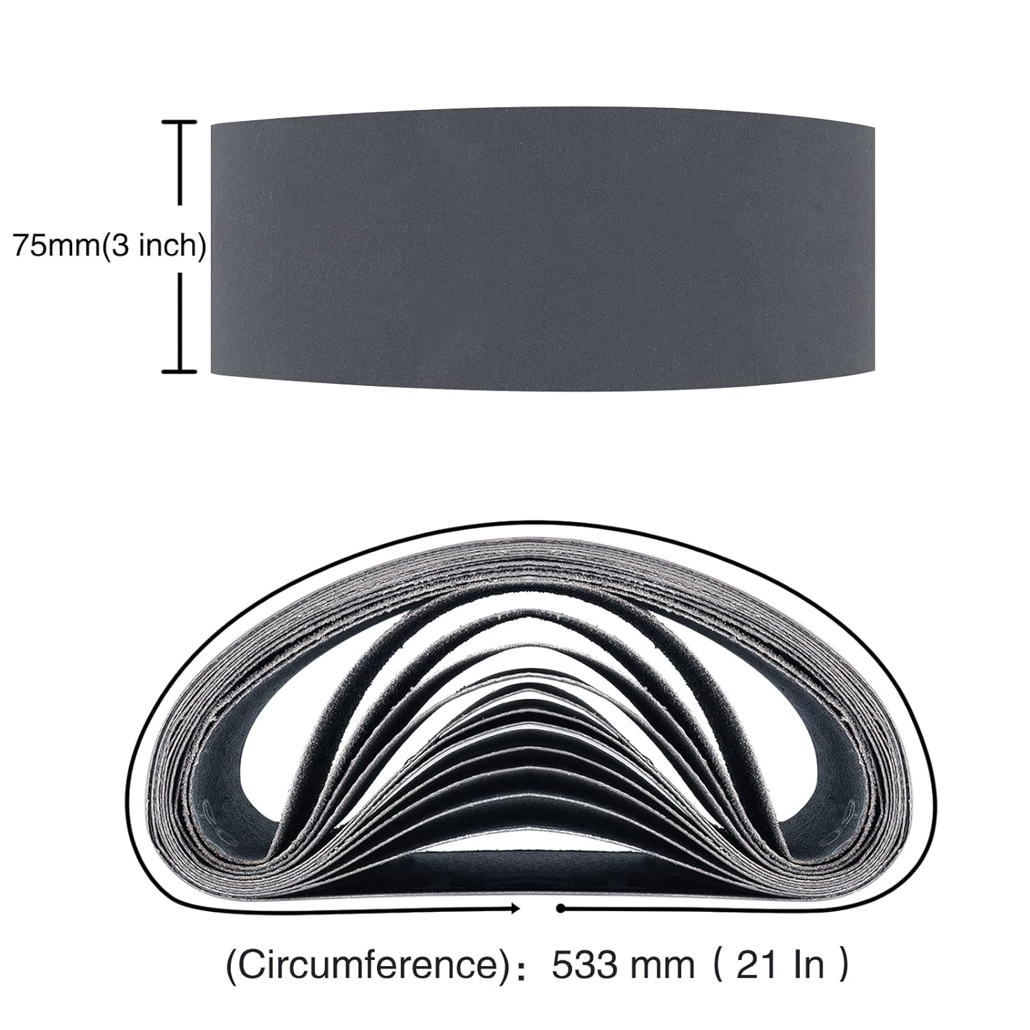 Sruhrak Sanding Belts 75 X 533 Mm Pack of 12 X 60/120/240/400/600/800 Grit Silicon Carbide Sanding Belts for Polishing and Rust Removal of Metal