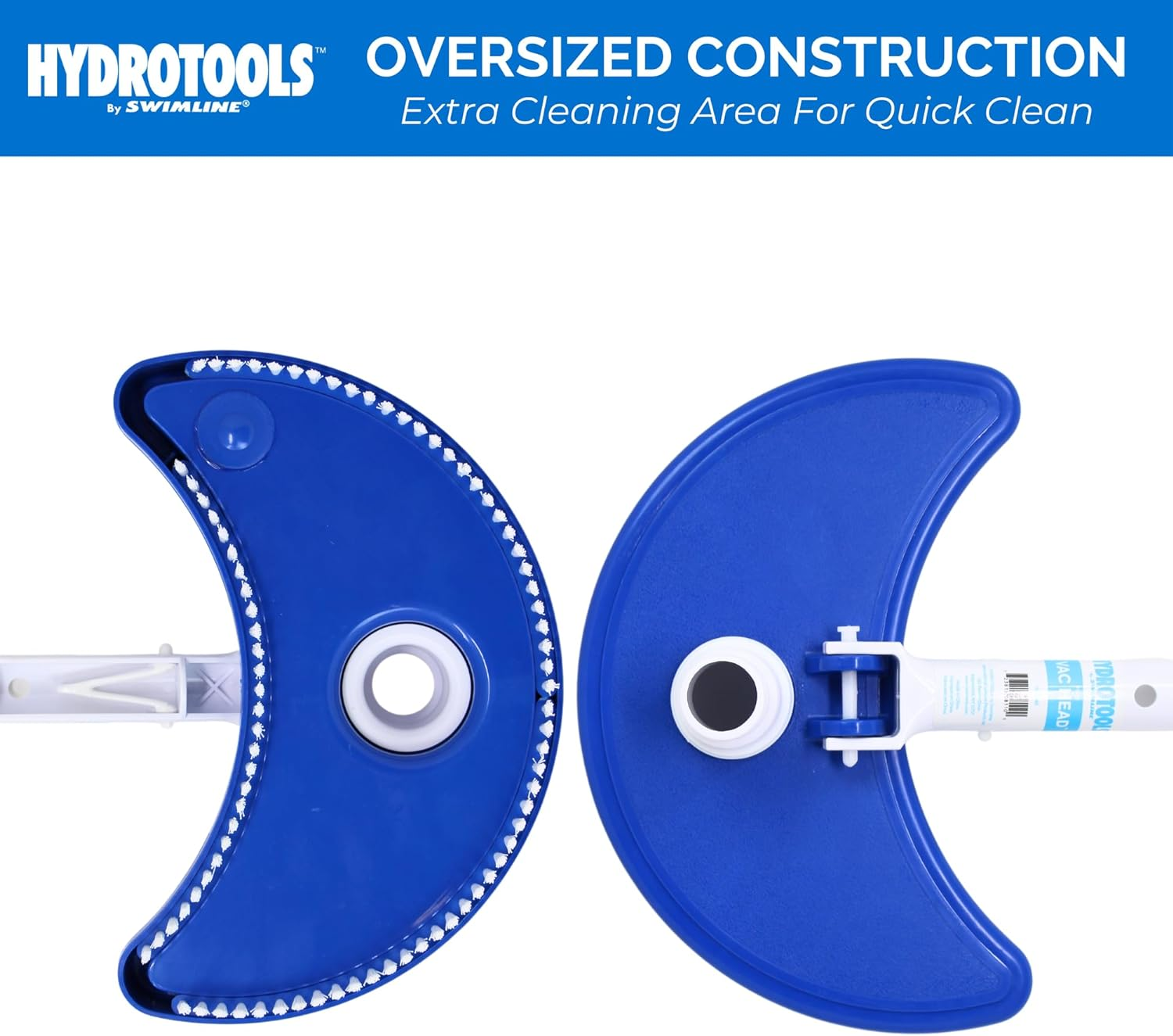 SWIMLINE HYDROTOOLS Manual Pool Vacuum Head Attachment for Inground & above Ground Pools |Weighted Swimming Pool Vac Head Half Moon W/Bristles| Swivel Hose 1-1/4 or 1-1/2&rsquo;&rsquo;| Clean Debris Corners image number 2