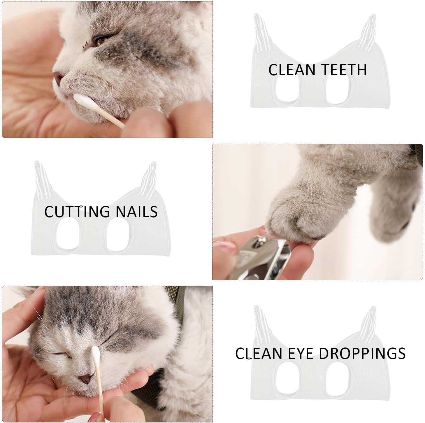 ZBHDEYG 1 Pet Grooming Bag, 1 Pet Flea Comb, Pet Nail Cutting Harness, Pet Grooming Hammock, Scratch and Bite Resistant Holder, Suitable for Cats and Dogs image number 3