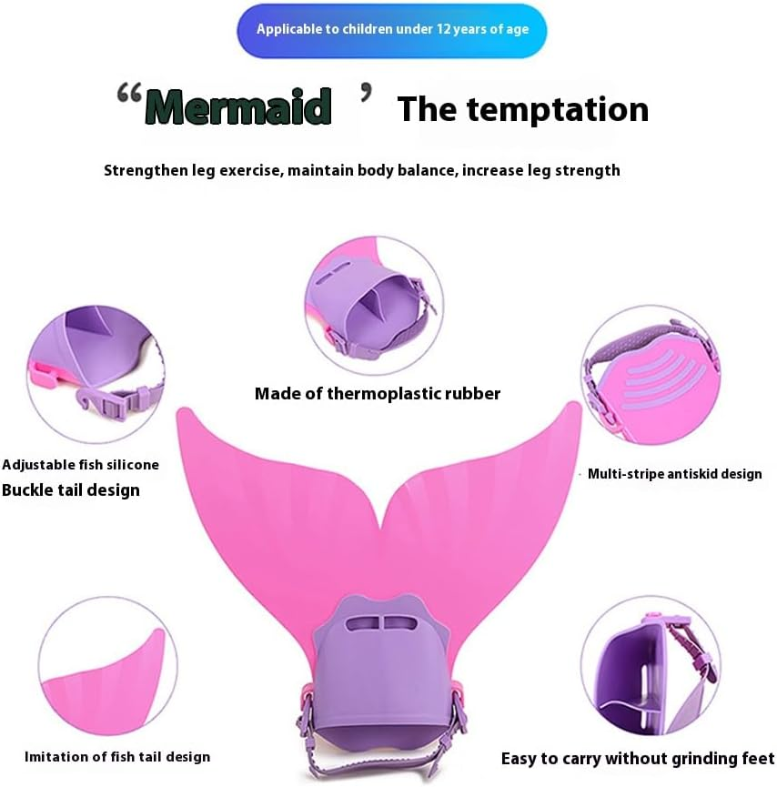 Adjustable Mermaid Tail Mermaid Tails Training Diving Swimming Flippers for Children and Adults Monofin Submersible Mermaid Fin Flippers image number 2