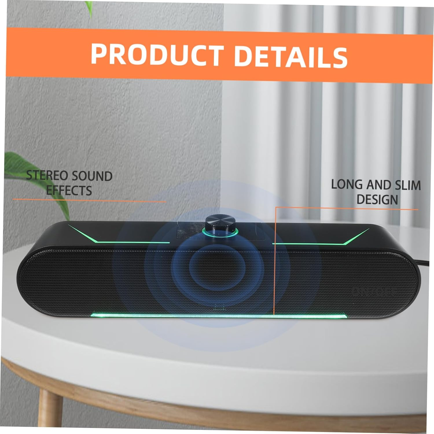 Homoyoyo Hifi Stereo Soundbar with LED Lighting Wired Desktop Speaker for Gaming Tablets and Computers Dual Speakers Delivering Rich Bass and Treble Stable Connection for Movies Music And