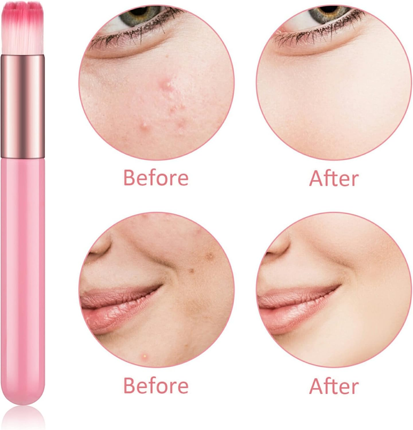 30 Pieces Red Flower Head Lash Shampoo Brush with Container, Eyelash Extension Cleanser, Nose Pore Deep Cleaning Tool, Peel off Blackhead Remover for Facial Cleansing, Pink Handle image number 5