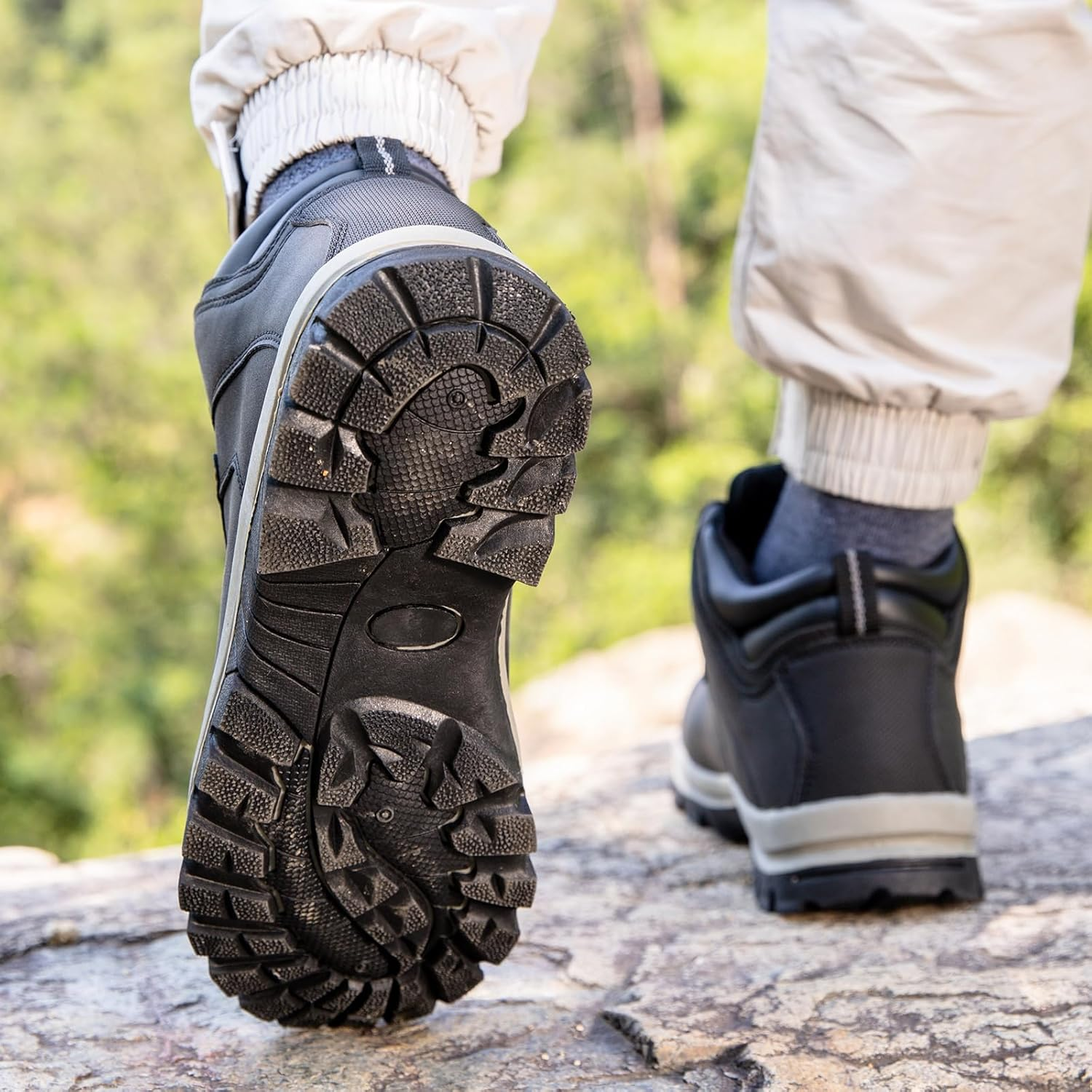 Cc-Los Men'S Waterproof Hiking Boots Mid-Top Boots Lightweight Non-Slip High-Tracton Grip Black Size 13 image number 3