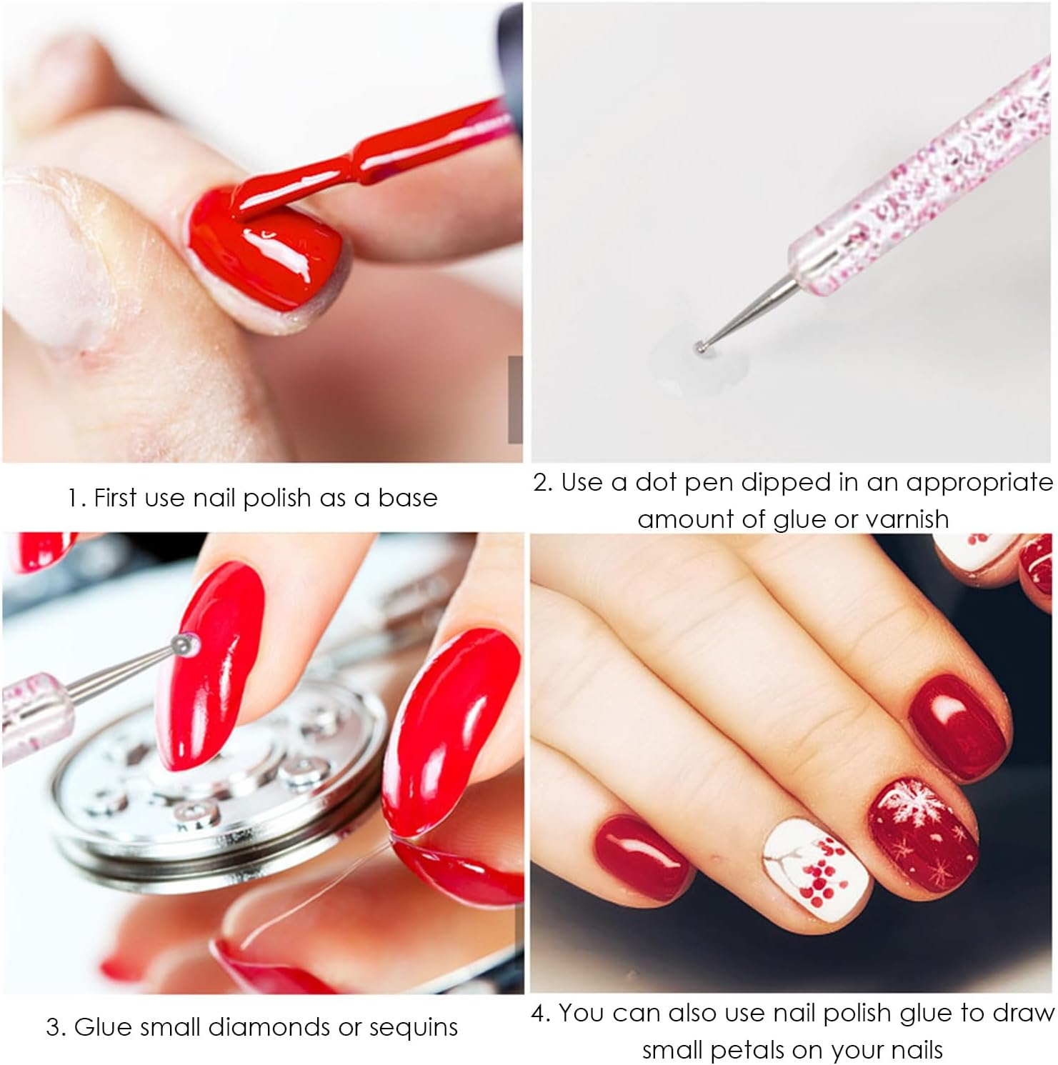 10 Nail Art Point Drill Pens and 3 Drawing Pens, Double Headed Nail Art Beauty Accessories, Finger Painting Point Flower Tools, Acrylic Indentation Pens image number 3