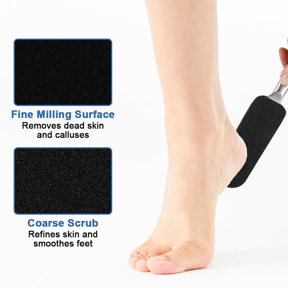 Foot File for Hardened or Dry Skin, Stainless Steel, Foot File with Replacement Sandpaper, Coarse and Fine, Stainless Steel Callus Rasp, Callus File, Foot Care, Professional Callus File for Callus image number 5