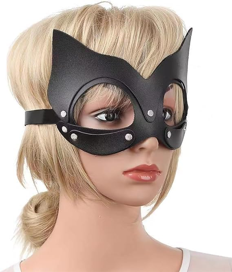 Women Half Face Cat Mask Costume Accessories Halloween Masquerade Props image number 1