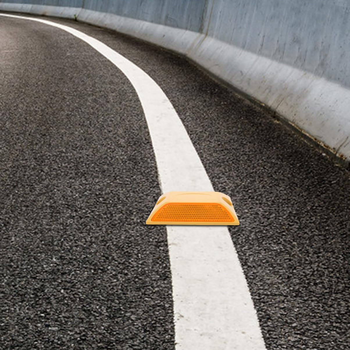 Amosfun 4Pcs Double-Sided Adhesive Reflective Road Spikes Pavement Markers Raised Studs for Highway Safety image number 2