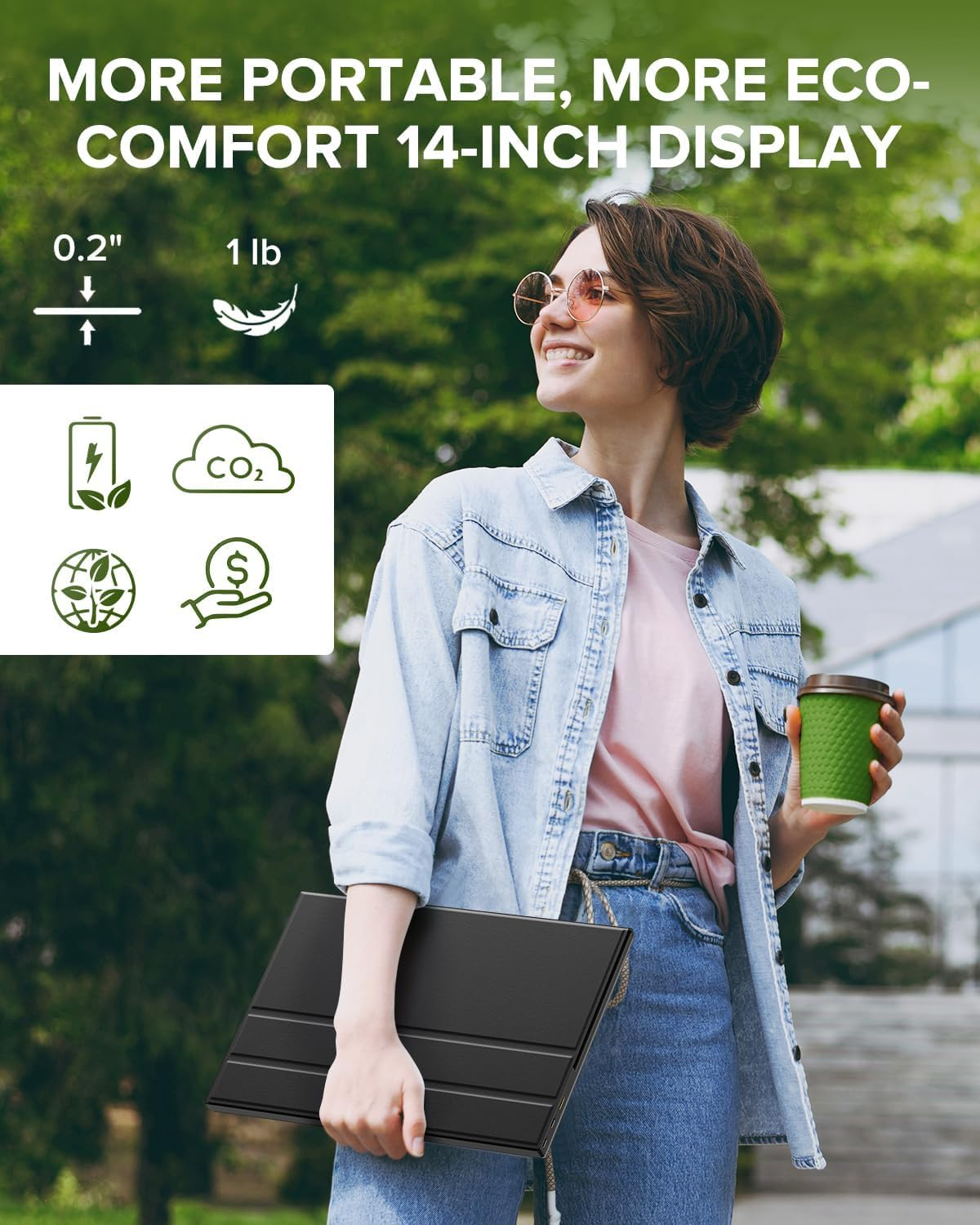 UPERFECT 2K Portable Monitor, 14" Ultra Slim Portable Laptop Monitor 2160 * 1440 QHD External Display with Dual Speakers HDR Freesync Second Screen for Laptop PC Phone Game Console image number 5