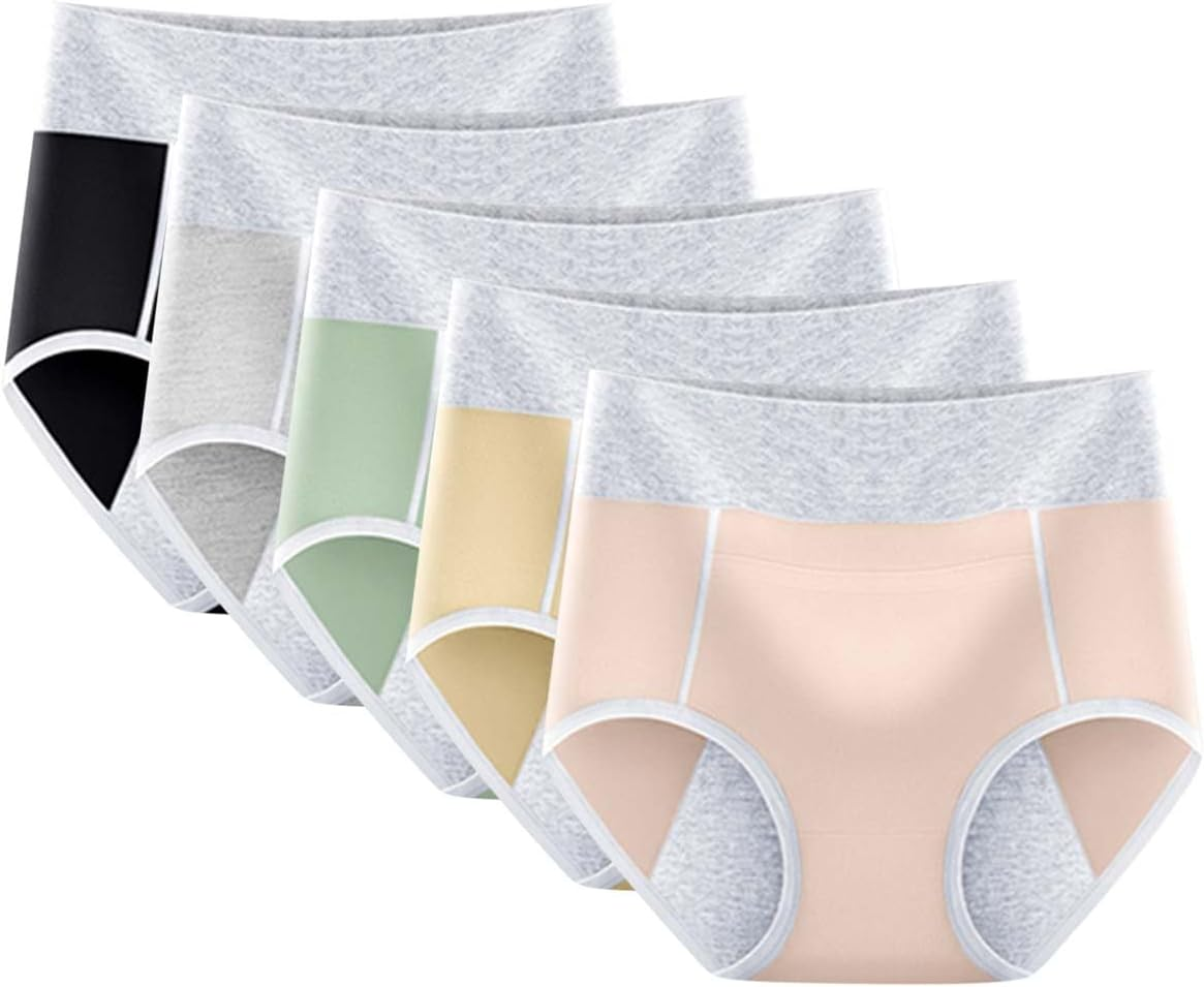 Underwear, Underwear Women Mid-Waist Warm Menstrual Period Leak-Proof Menstrual Pants with Pockets and Arm Lifts plus Size Pack of 5 image number 1