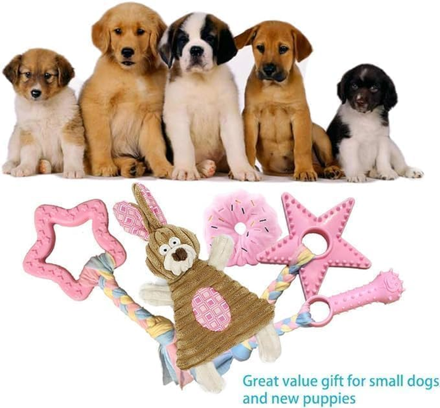 Puppy Toys for Teething, Puppy Chew Toys for Small Dogs, Crinkle Dog Toys Small Breed Boredom and Stimulating, Dog Toys for Small Dogs, Pink, 5-Pack image number 2
