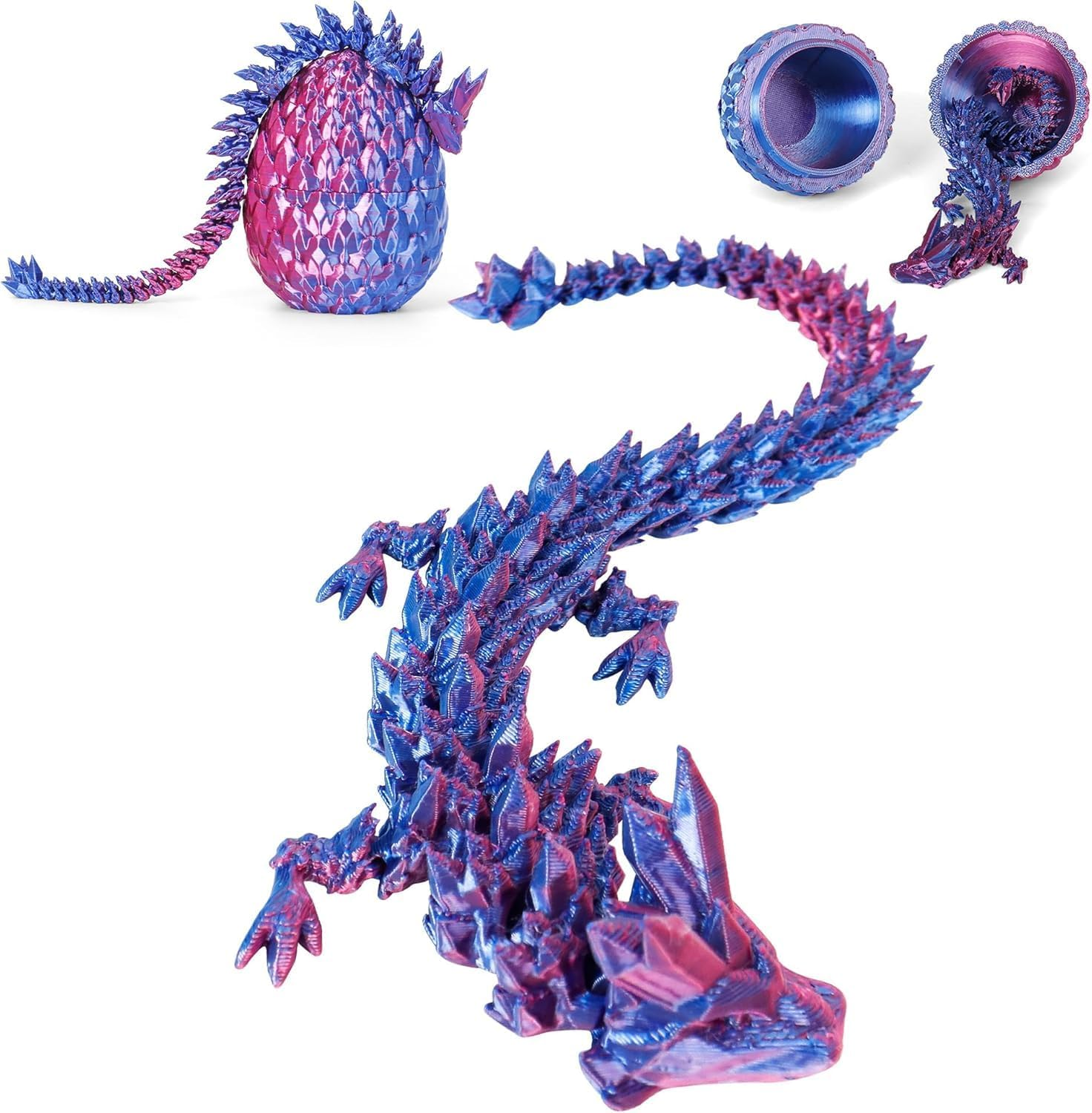 6 PCS Dragon Egg, 3D Printed Dragon Eggs with Dragon inside Surprise Mystery Easter Egg Fidget Toy, Articulated Crystal Toys for Kid Desk Decor (6PCS) image number 6