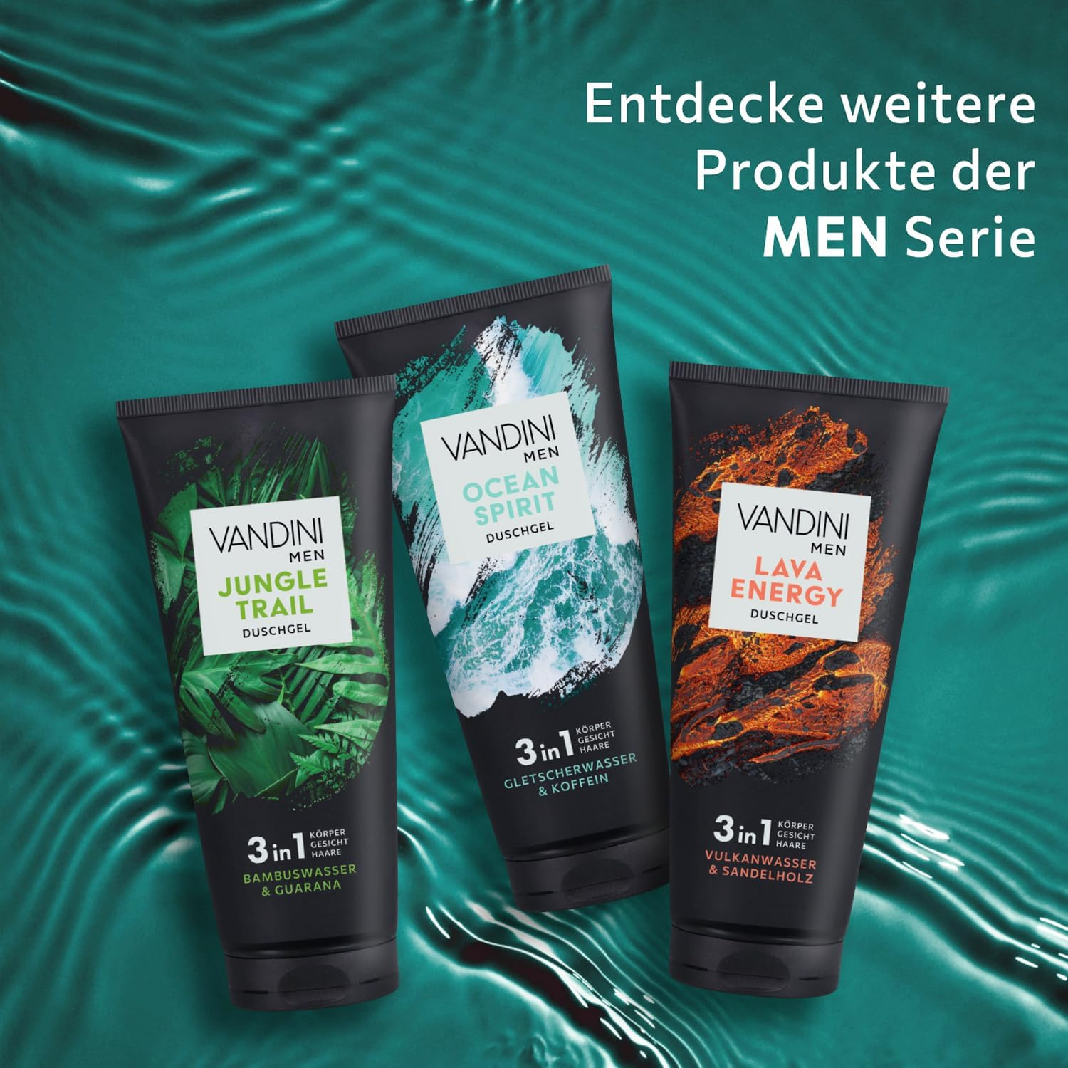VANDINI MEN JUNGLE TRAIL 3-In-1 Shower Gel for Men, 200 Ml with Bamboo Water & Guarana, 3-In-1 Men'S Shower Gel for All Skin Types, Vegan, Parabens & Silicones, Made in Germany image number 5