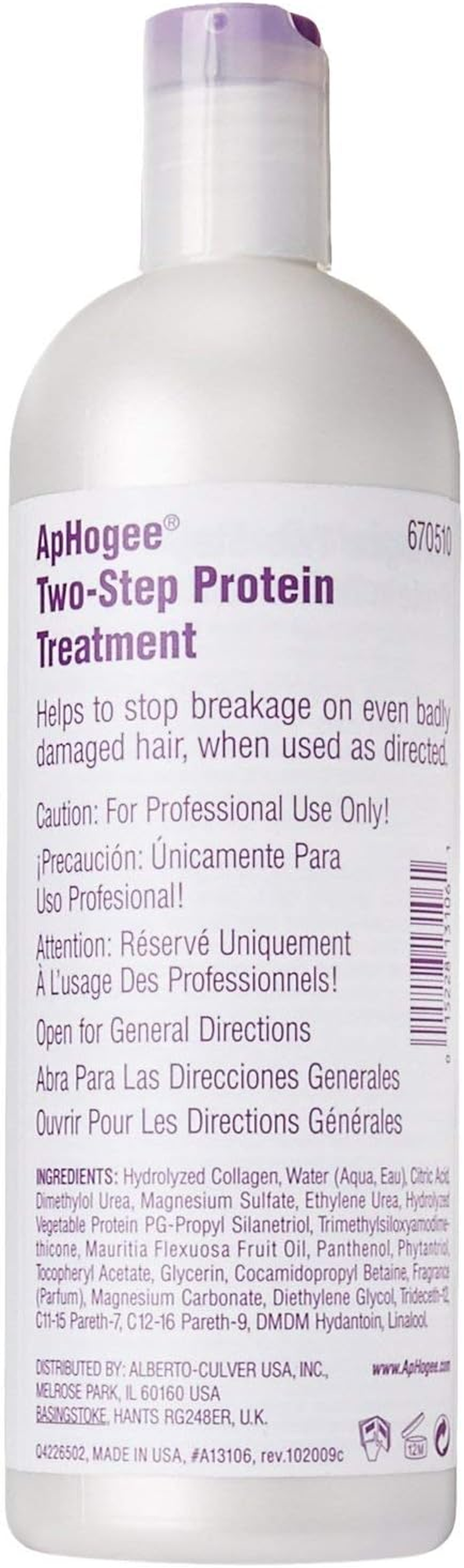 Aphogee Two-Step Treatment Protein Conditioner for Damaged Hair 16 Oz. (473 Ml) - Bottle, 1 Lb