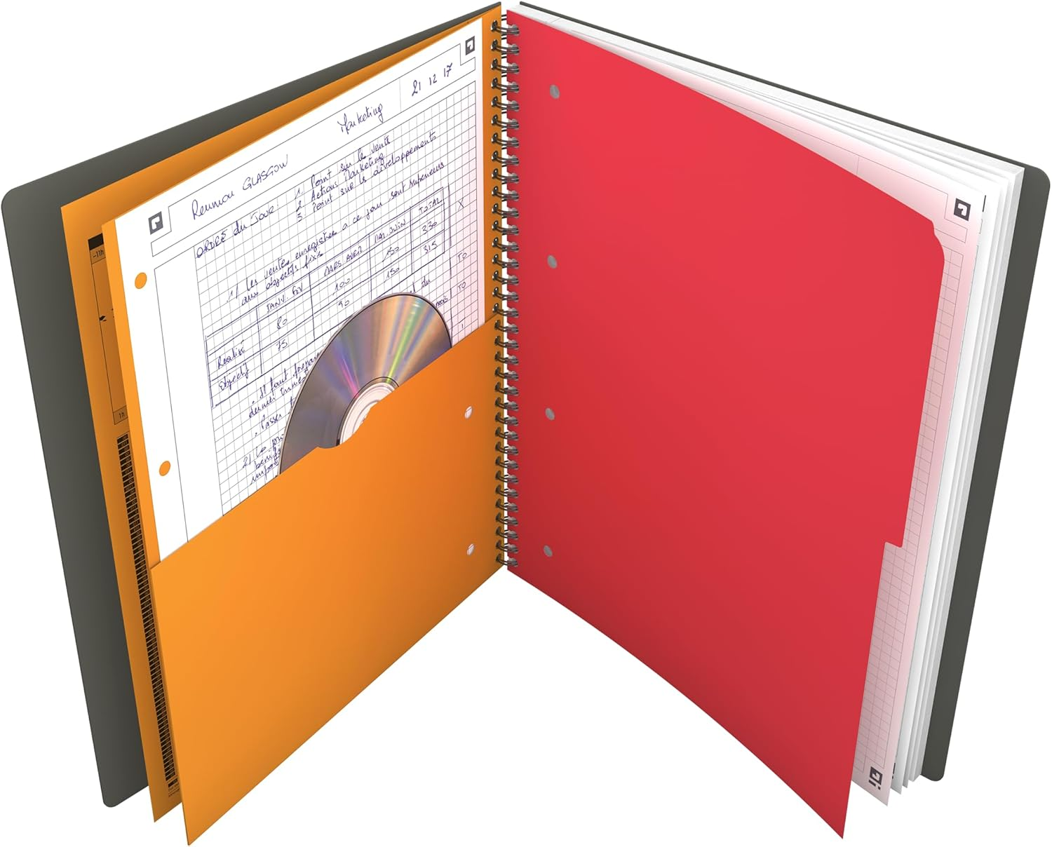 OXFORD 100104329 Activebook International A4 + Checkered with Indexable Index and Document Pocket Gray Spiral Notebook Block - a Smart Organization for Managers and Executives image number 4