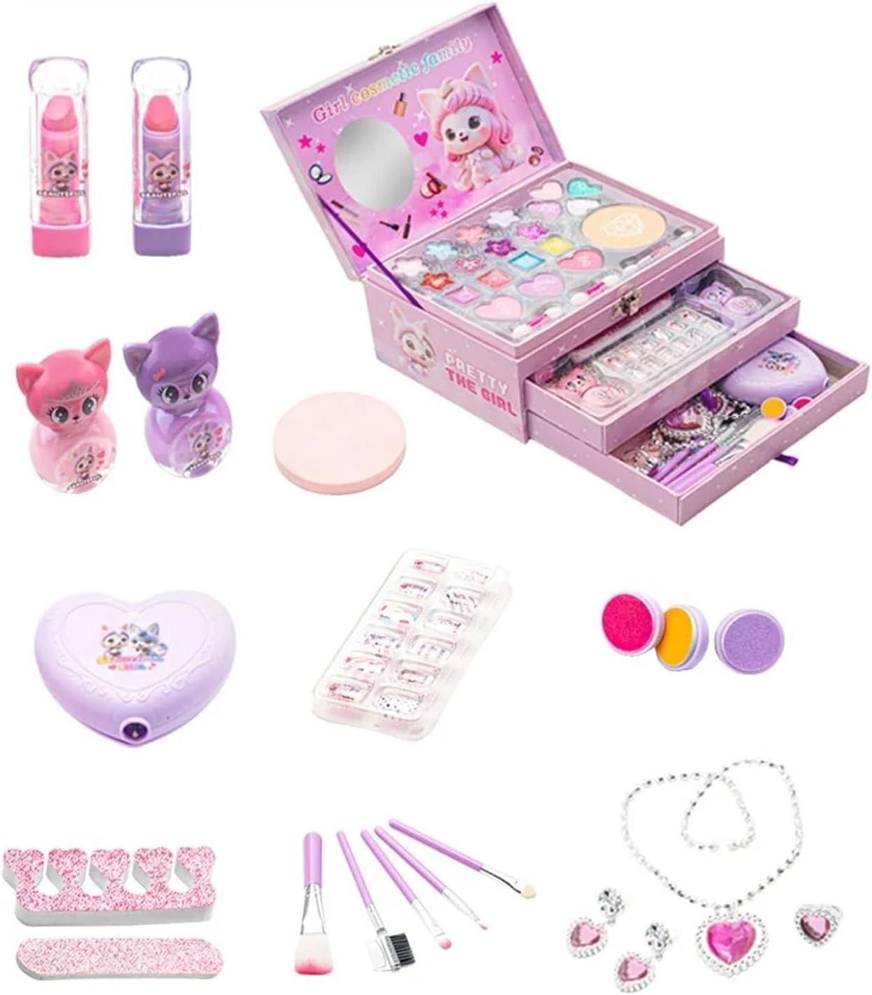 Kids Washable Makeup Girls Toys,Real Little Girl Make up Sets,Toddler Makeup Kit for Kid Children Princess Christmas Birthday Gifts Toys for 5 6 7 8 9 10 Year Old Girls image number 3