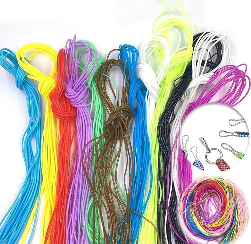 WEZCHUGHAOL 200Pcs Braided Strings Bundle, 20 Colors Plastic Bands for DIY Jewelry Making &ndash; 20 Metal Rings & 20 Hooks, Craft Supplies for Bracelets, Necklaces, Friendship Bracelet Kits image number 2