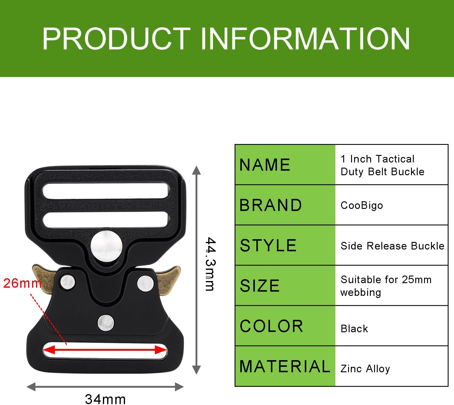 2Pack Metal Tactical Duty Belt Buckles, 1 Inch Metal Buckle Clip for Dog Collar, Tactical Keychain, Backpack Bags Clip, Tactical Paracord Bracelets Buckle Hardware Accessories Replacement Black image number 5