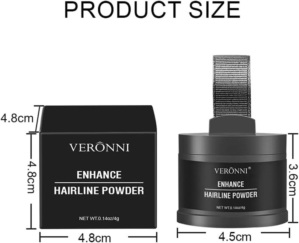 VERONNI Hairline Powder, Root Cover up Hairline Powder for Thinning Hair Women Men Eyebrows, Beard Line,Waterproof Long Lasting Hair Shadow Powder (Medium Brown, 13) image number 2