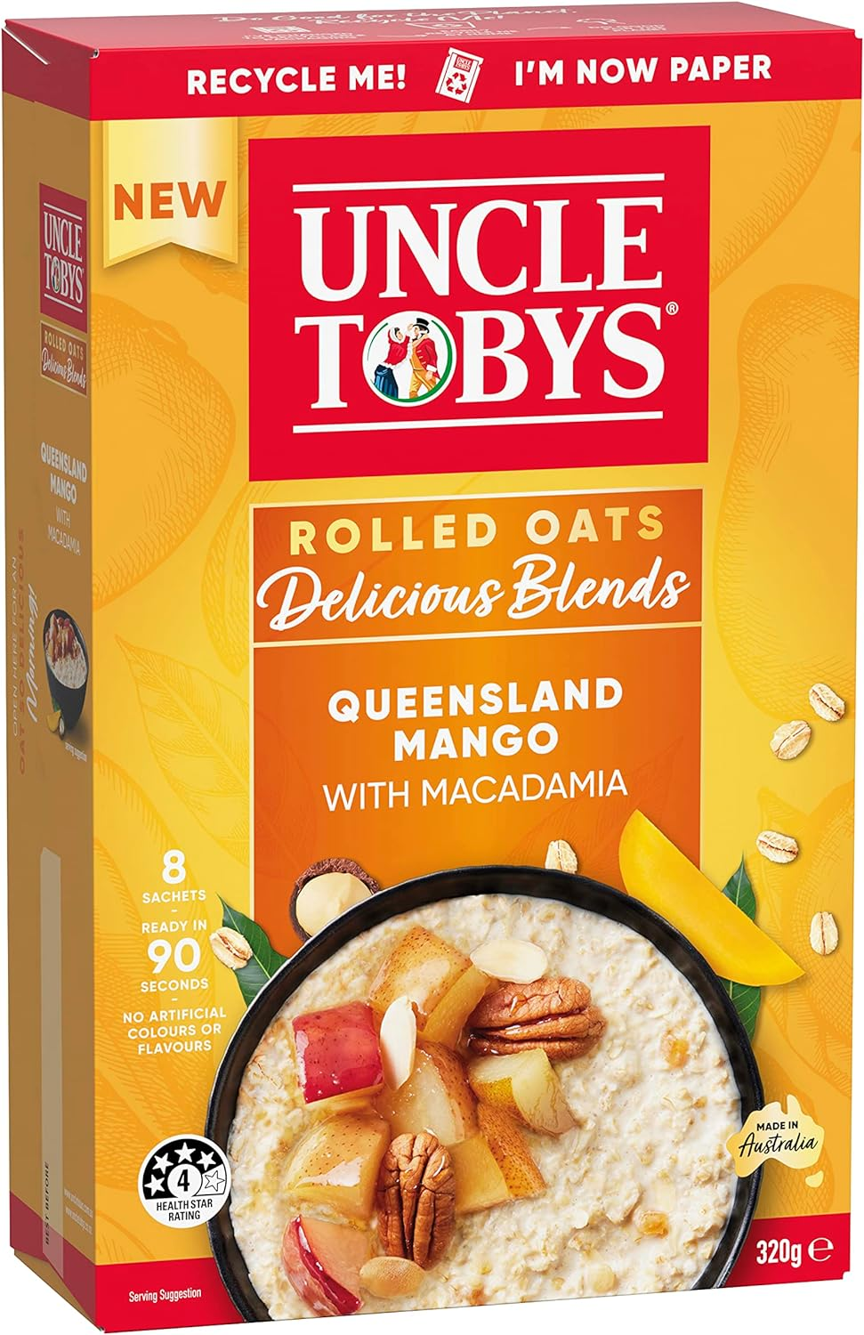 Uncle Tobys Oats Delicious Blends Porridge Mango & Macadamia 320G image number 5