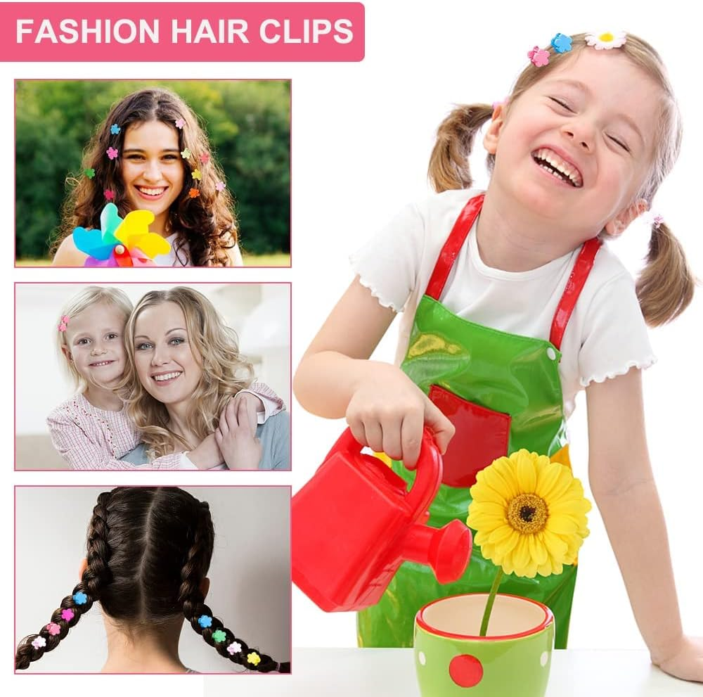 Pack of 50 Children'S Hair Clips, Flower Hair Clips, Girls, Flower Hair Clips, Small Flower Hair Clips, Hair Claws, Small Hair Clips for Baby, Toddler, Girls (Random Colours) image number 4