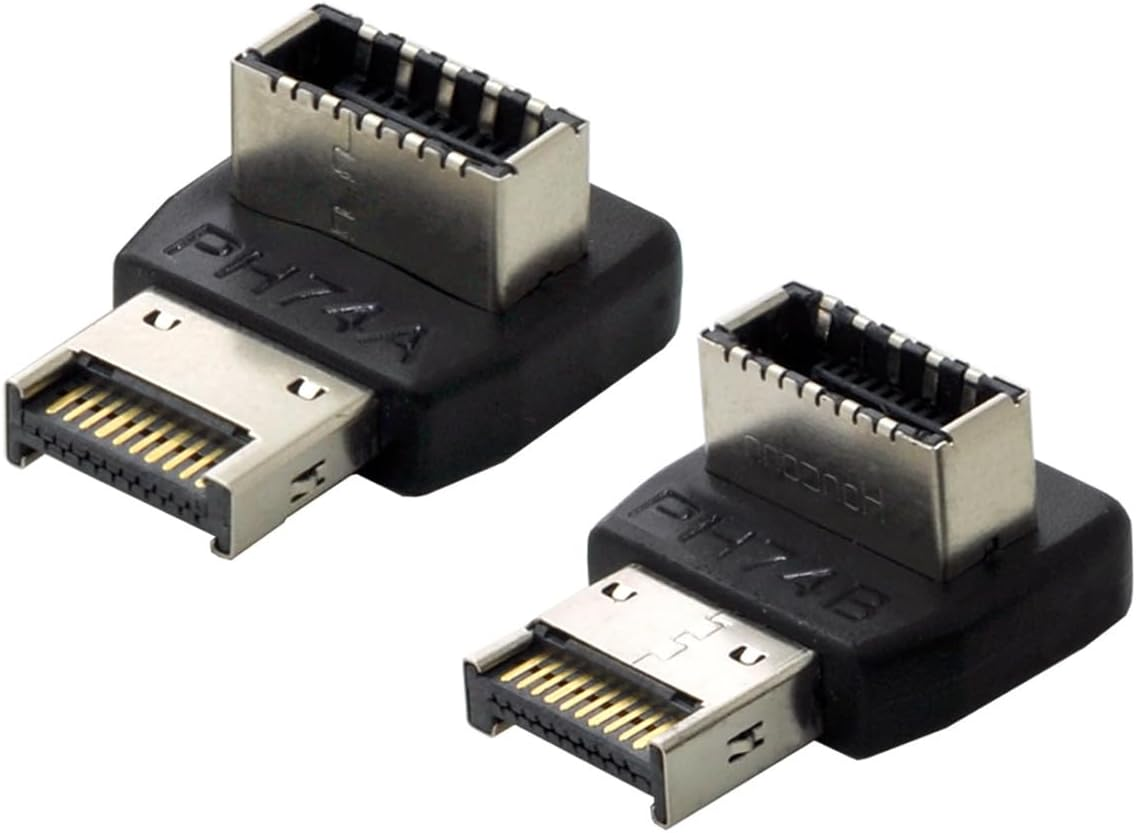 Cablecc 2Pcs USB 3.1 Front Panel Header Male to Female Type-E Motherboard Extension Data Adapter image number 1