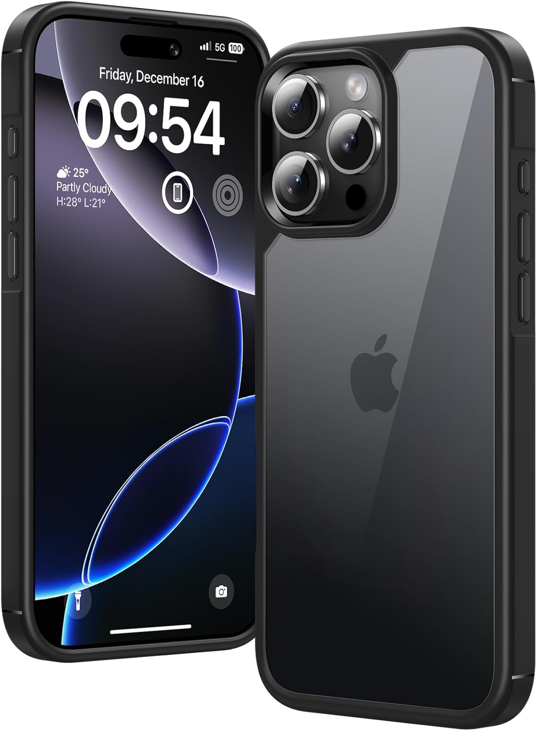 TAURI for Iphone 16 Pro Max Case 6.9", Military-Grade Protection, [Anti-Yellowing] Shockproof Transparent Back Bumper Phone Cover - Black image number 5