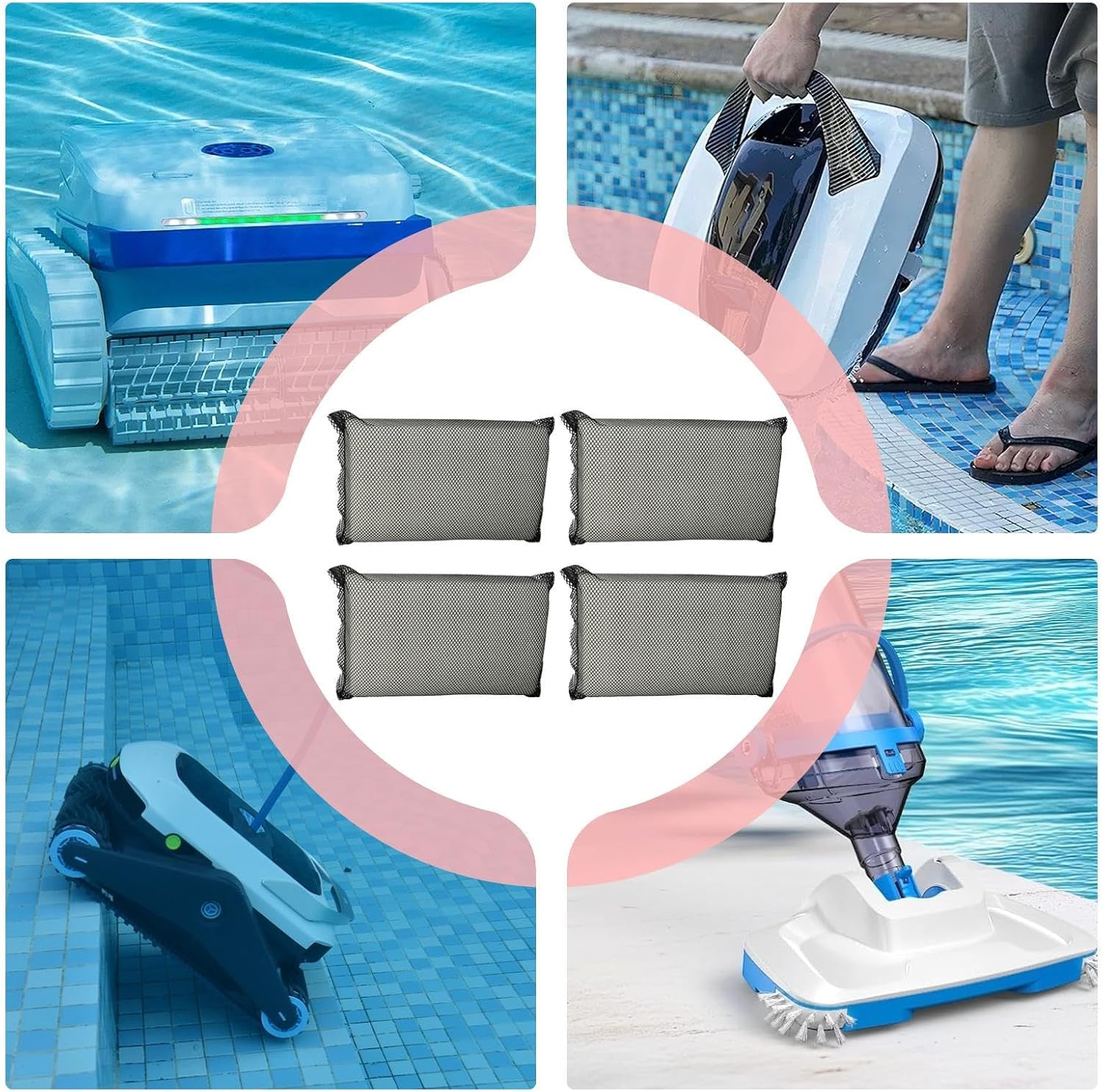 Pool Cleaner Filter Pad | 4-Pieces Pool Robot Cleaner Fine Filter Pads - Household Accessories, Replacement Parts to Remove Debris and Dust