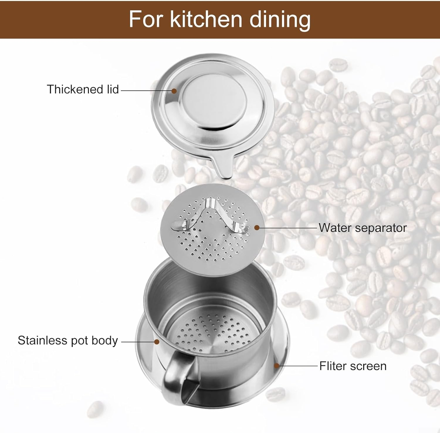 Vietnamese Stainless Steel Drip Filter Maker Perfect Addition to Your Kitchen Utensils (Max 50Ml) image number 6