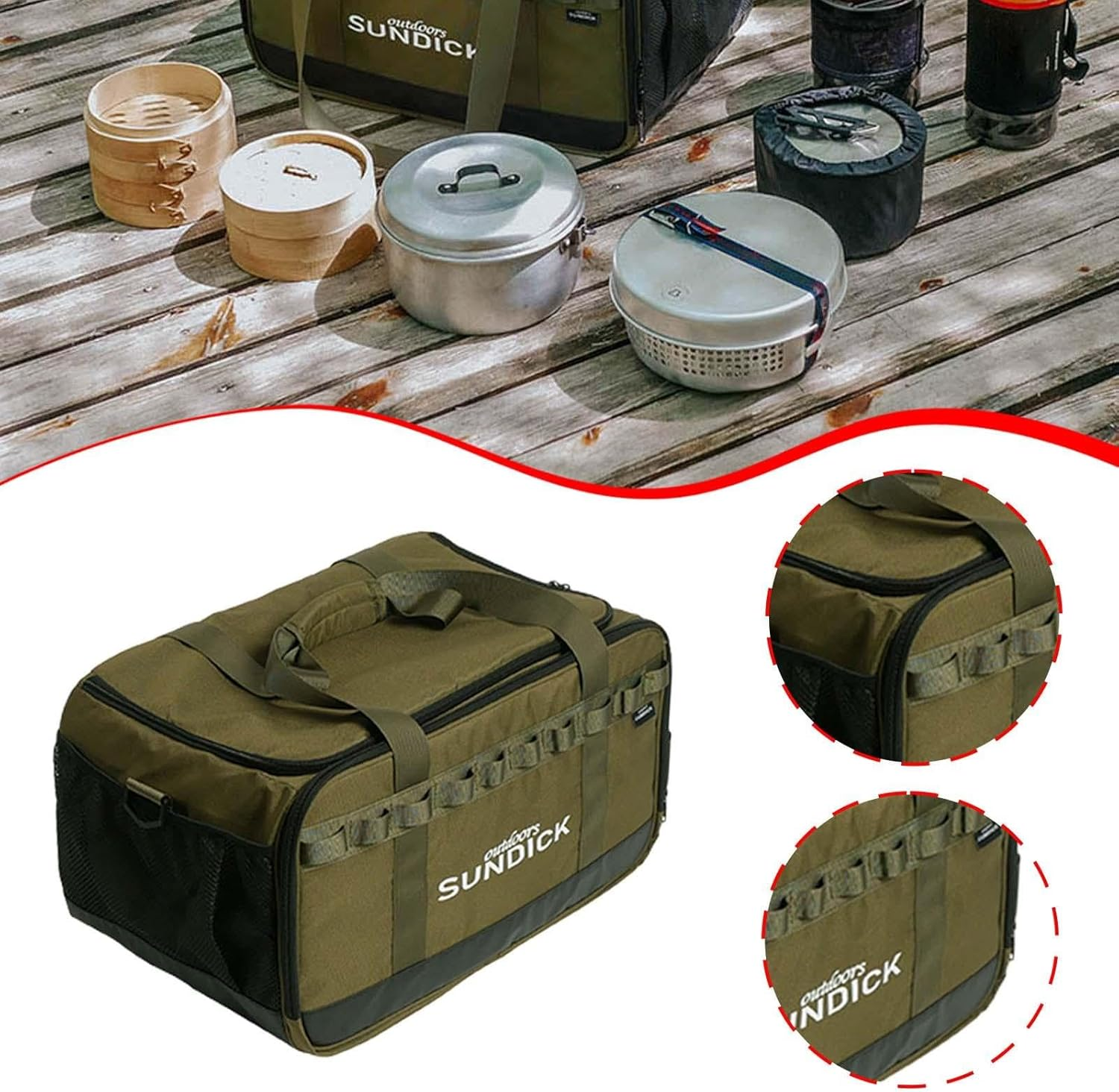 Eigell Camping Carrying Bag Gas Tank Organizer 36 L anti Collision Practical Barbecue Handbag Crossbody Bag for Backpacking Outdoor, Green - Black image number 4