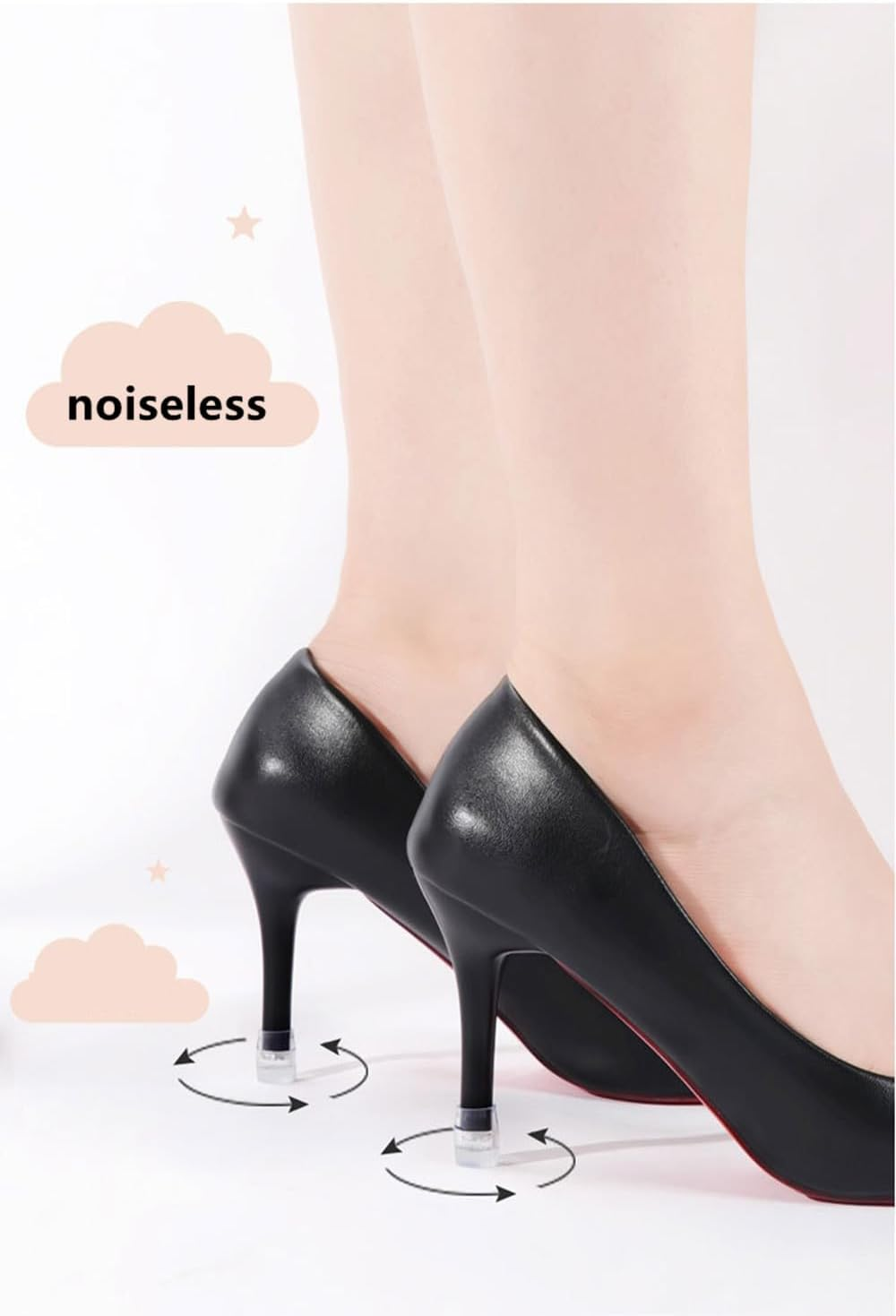 8 Pairs Heel Protectors for Shoes White and Black,Non-Slip Heel Caps for High Heels Suitable Outdoor Activities, Easy Walking (4 Different Sizes) image number 5