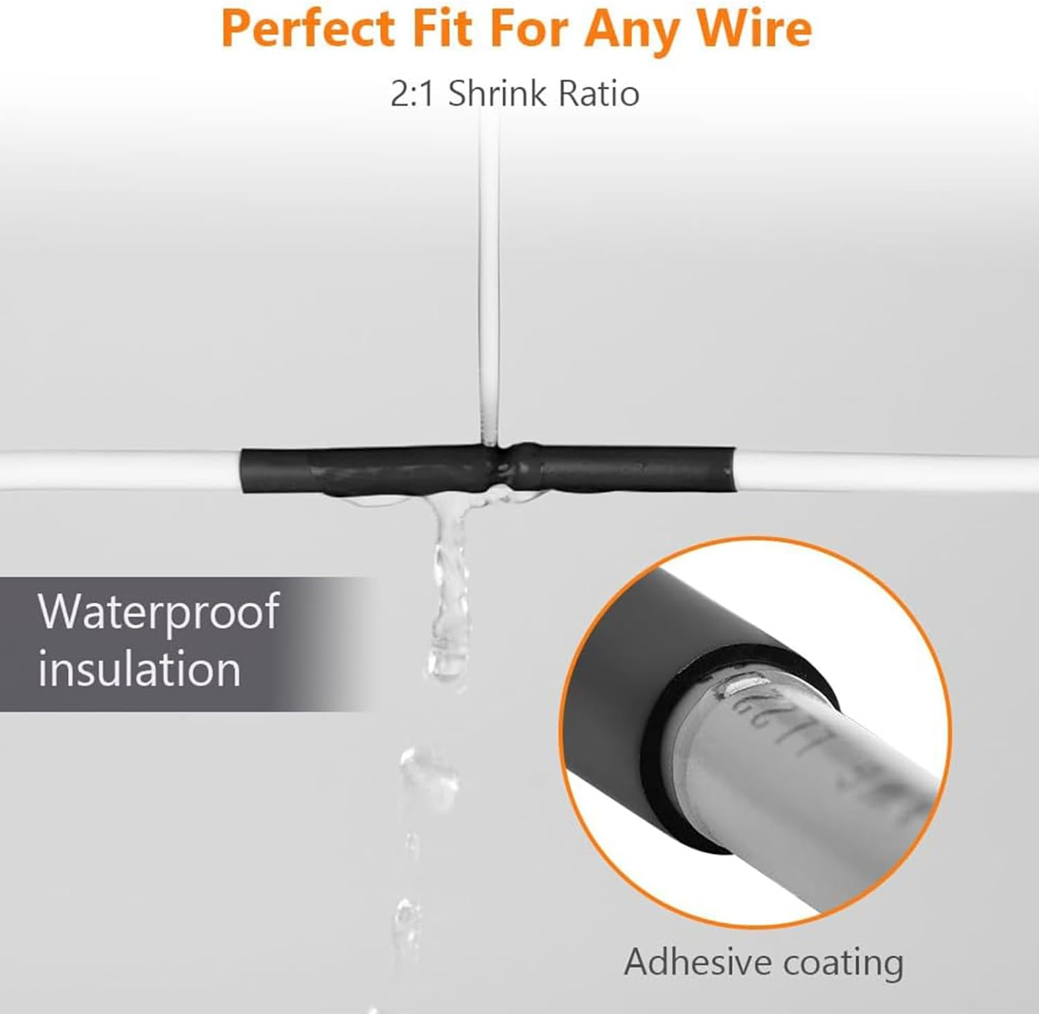 Snokay 328 Pcs Heat Shrink Tubing Kit, 2:1 Shrink Ratio Electric Insulation Tubes, 8 Sizes for Cable and Wire Repair, Industrial Shrink Wrap Tubing image number 2