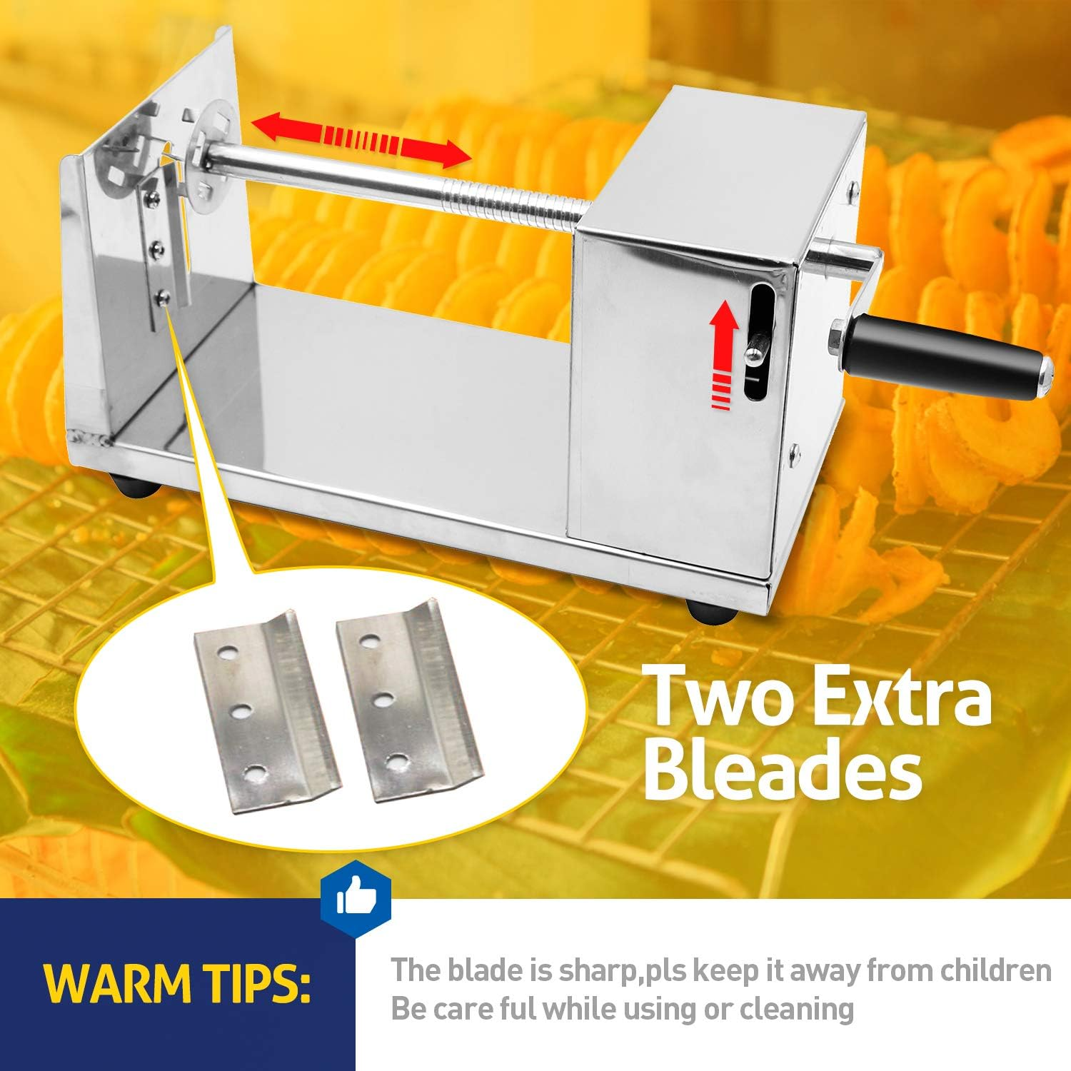 Riorand Manual Stainless Steel Twisted Potato Slicer Spiral Vegetable Cutter French Fry image number 1