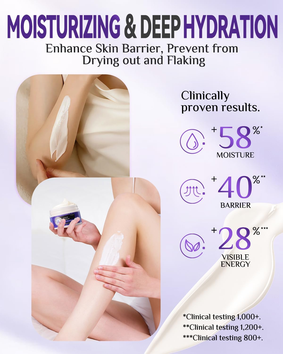 2025 Updated Magnesium Calm Cream:[Calms Soothes] Calm Cream Relief Moisturizer, Hydrating, Nighttime Magnesium Lotion with Lavender Essential Oils, Sensitive Skin Friendly（1Pc) image number 3