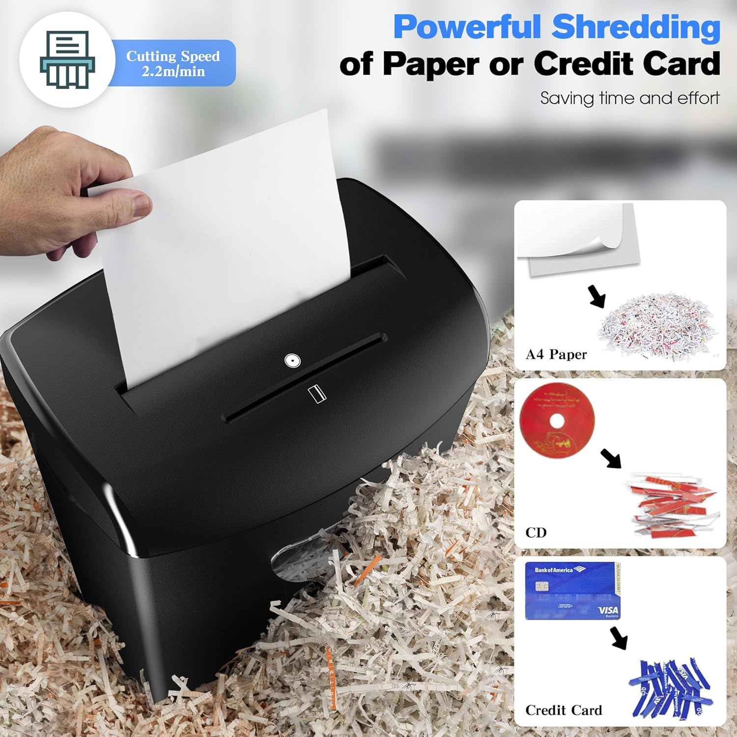 Advwin Paper Shredder, Paper Shredder Automatic Cross Cut P-4 Security, 10 Sheets, 21L Removable Bin, Paper/Cd/Credit Card Shredder for Home Office image number 4