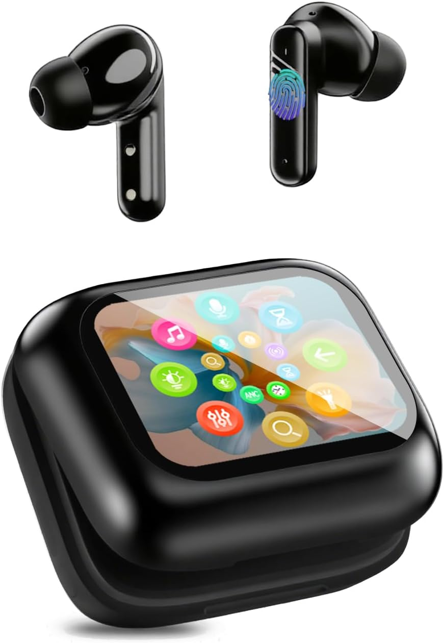 AI Translation Earbuds Real Time, 5 in 1 Translator Earbuds with LCD Touch Screen, 144 Language Bluetooth 5.4 Translator Headphones for Ios Android,Translator Device for Travel Business Learning,Black image number 3