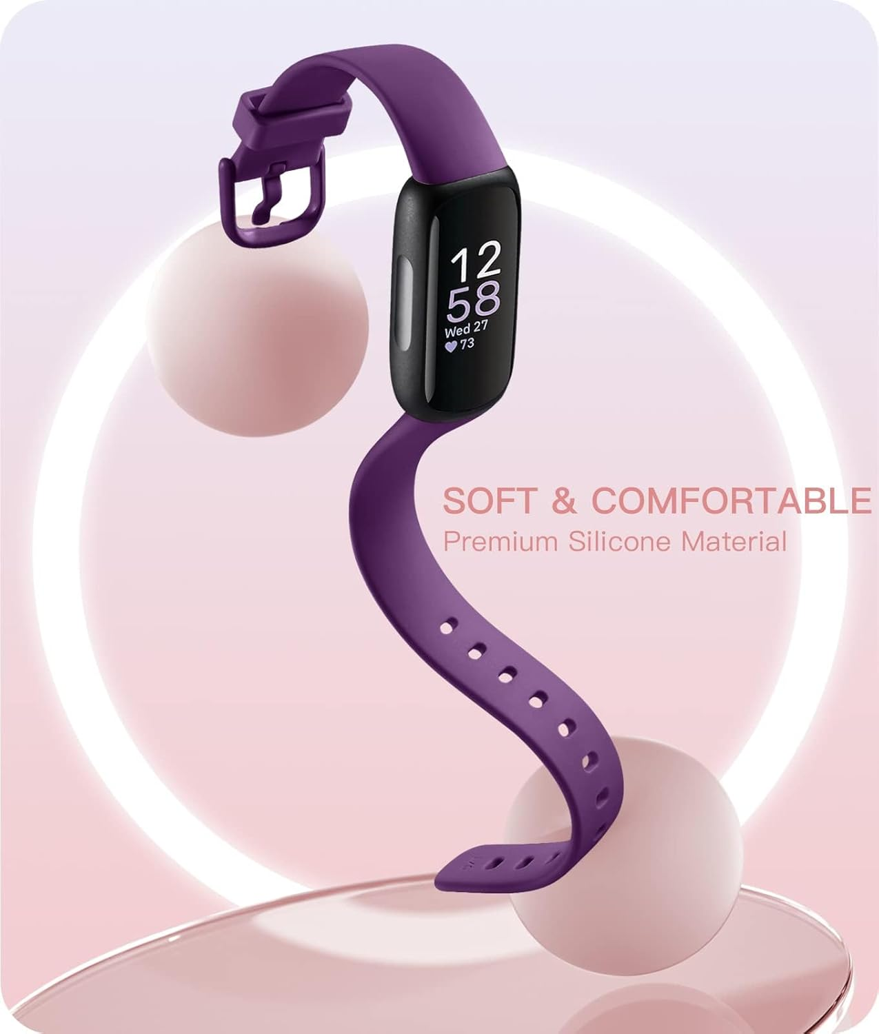 WJK Compatible with Fitbit Inspire 3 Bands for Women Men, Soft Silicone Waterproof Sport Replacement Wristband for Inspire 3 Fitness Tracker, Multi Colors image number 4